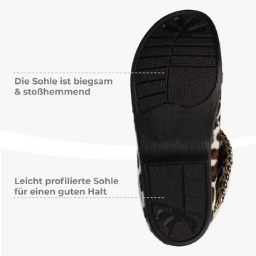 filsko List Winter HausSchuhe mit Leoparden-Muster für Damen Hausschuh mit Schafwolle gefüttert