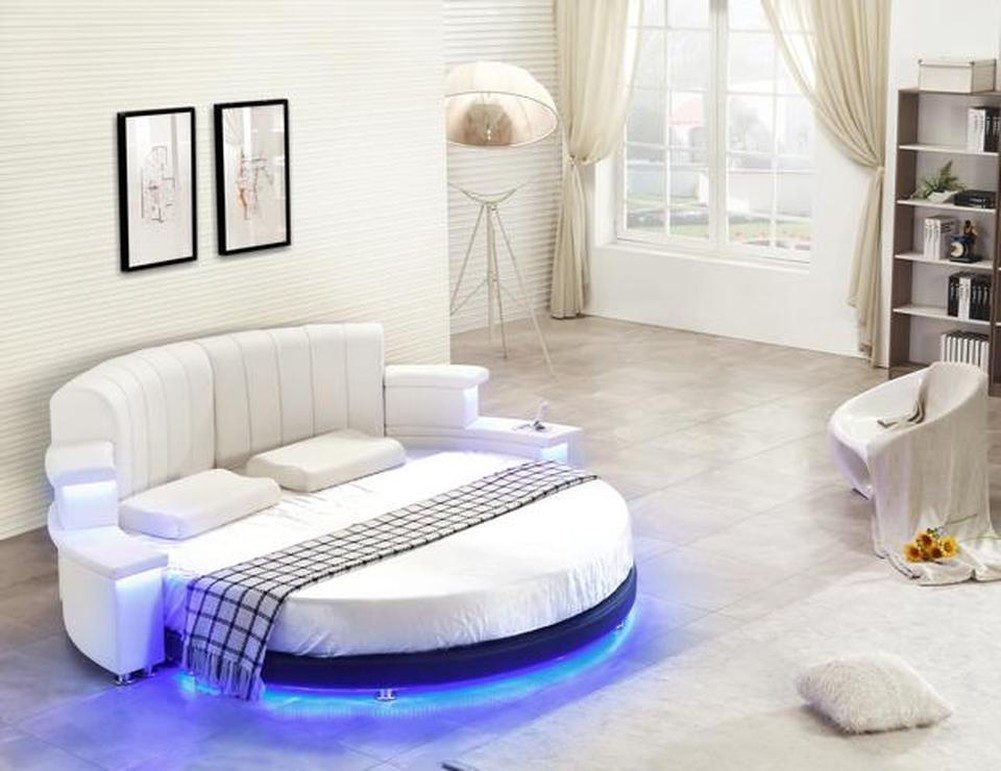 JVmoebel Rundbett Weißes Designer Rundbett für modernes Schlafzimmer, Made in Europa