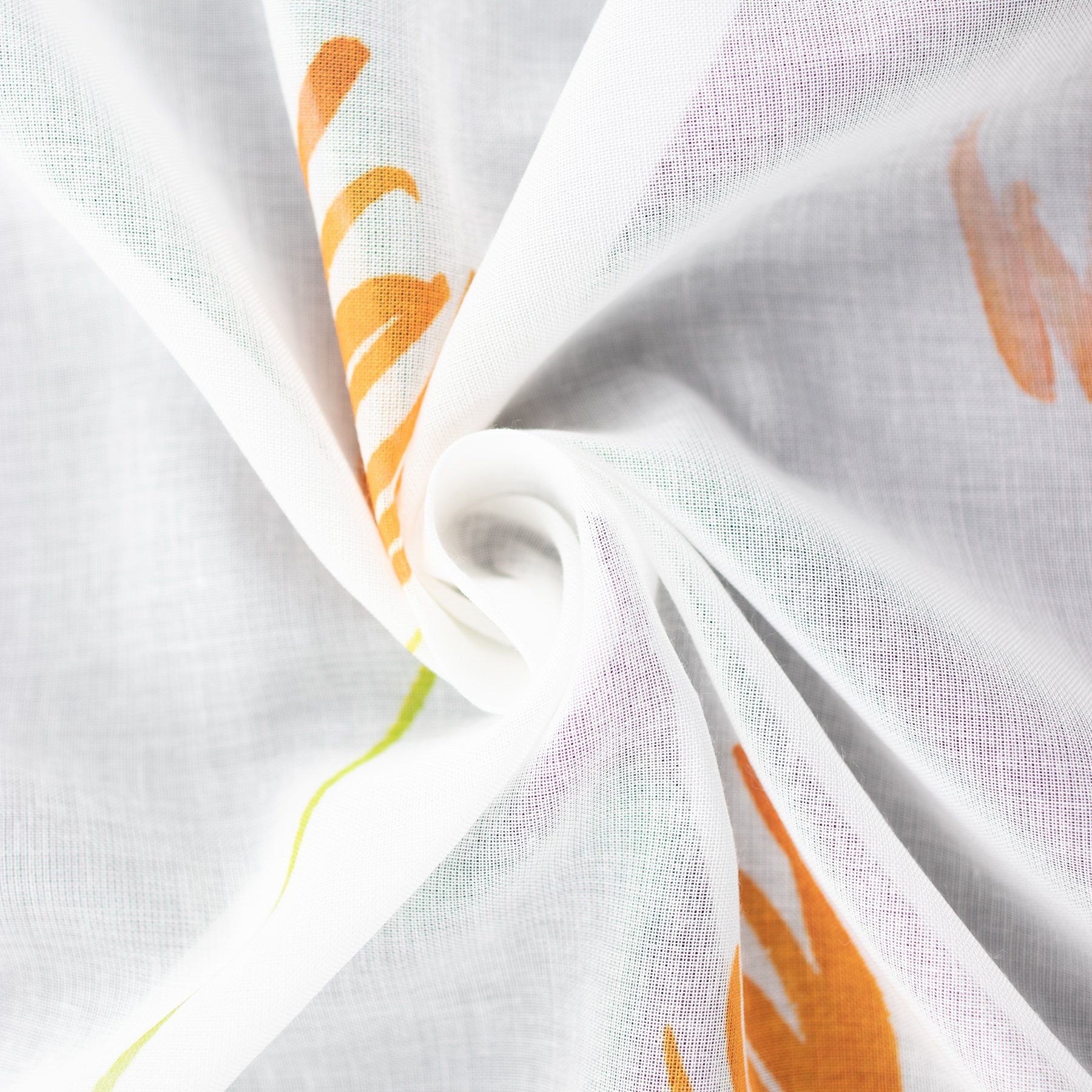 EXPERIENCE Vorhang Schlaufenschal 8 Schlaufen Weiß Orange Lila Bunt 140x245cm Blumen (1 St), Schlaufen, halbtransparent, Batist, Nachhaltige Materialien