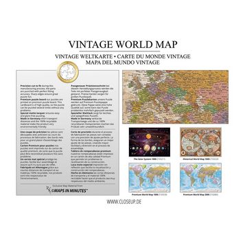 Close Up Spiel, Vintage Weltkarte Puzzle 1000 Teile, MAPS IN MINUTES