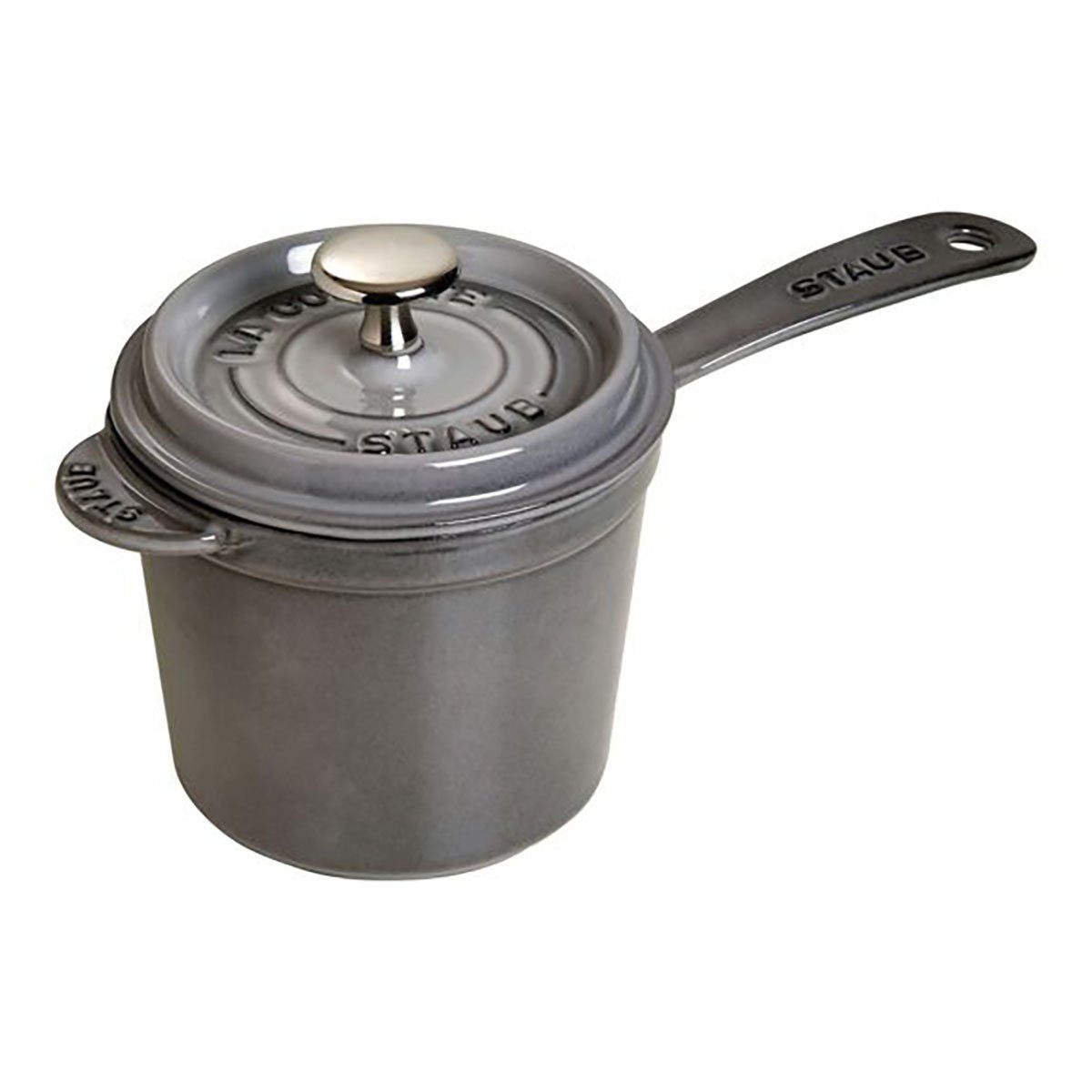 Staub Aufgusstopf Staub Specialities Stieltopf, 14 cm rund Gusseisen Graphit-Grau, (1St)
