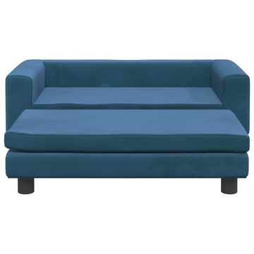 vidaXL Hundekorb Hundebett mit Verlängerung Blau 100x50x30 cm Samt Körbchen Hundesofa