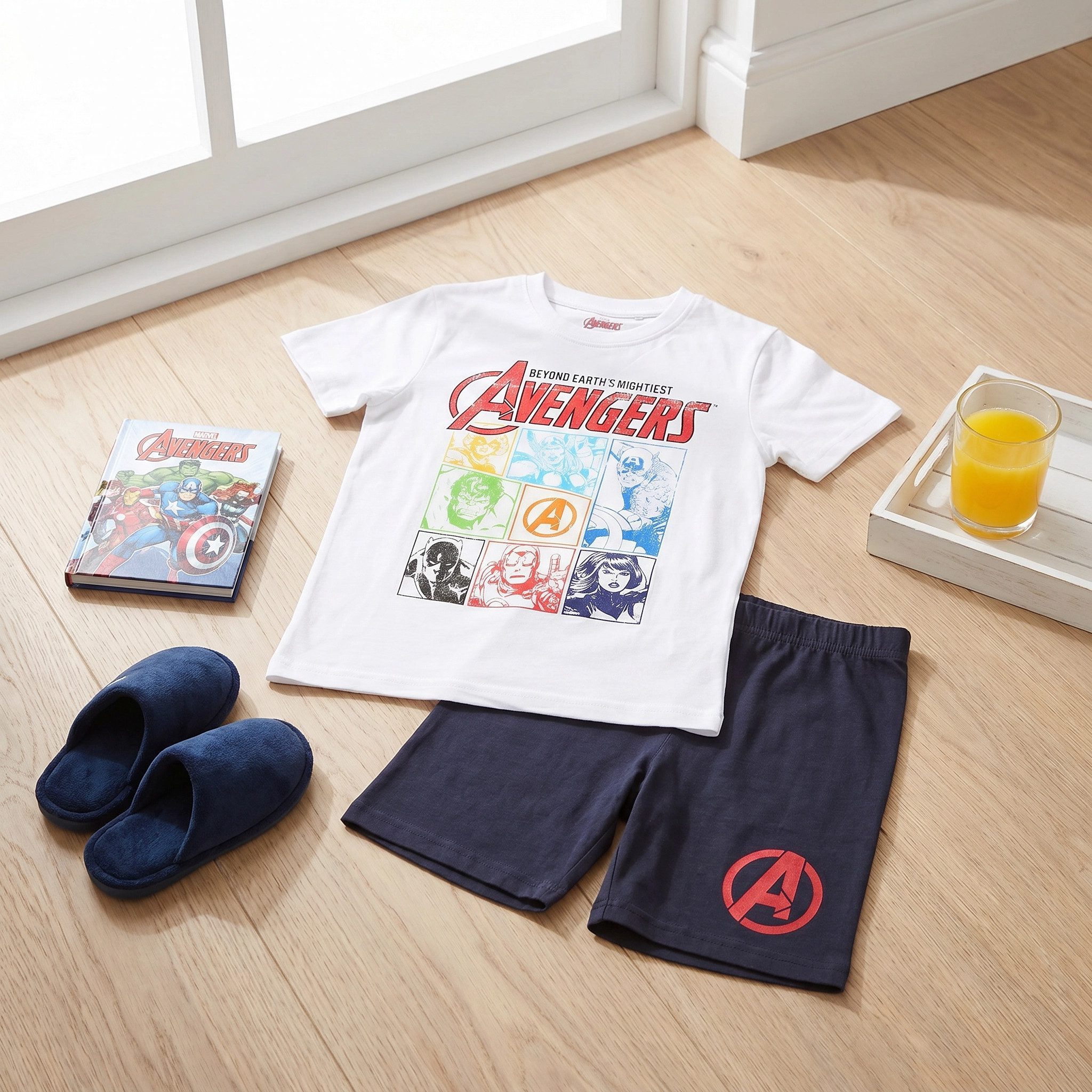 MARVEL Schlafanzug Marvel Avengers Kinder Schlafanzug Pyjama kurz Shirt Shorts Gr. 98-128