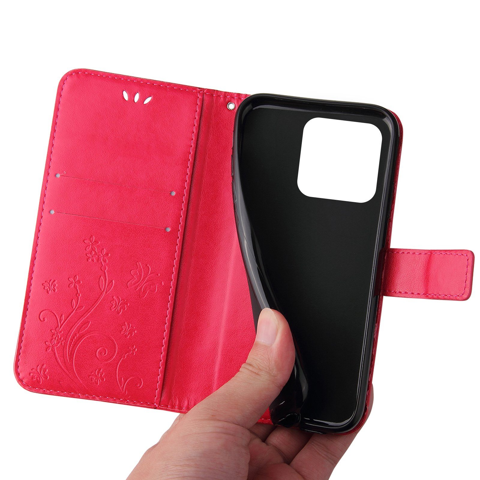 Tec-Expert Handyhülle Cover Tasche Hülle für Apple iPhone 15 Pro Max 6,7 Zoll, Klapphülle Case mit Kartenfach Fliphülle aufstellbar, Motiv Blumen