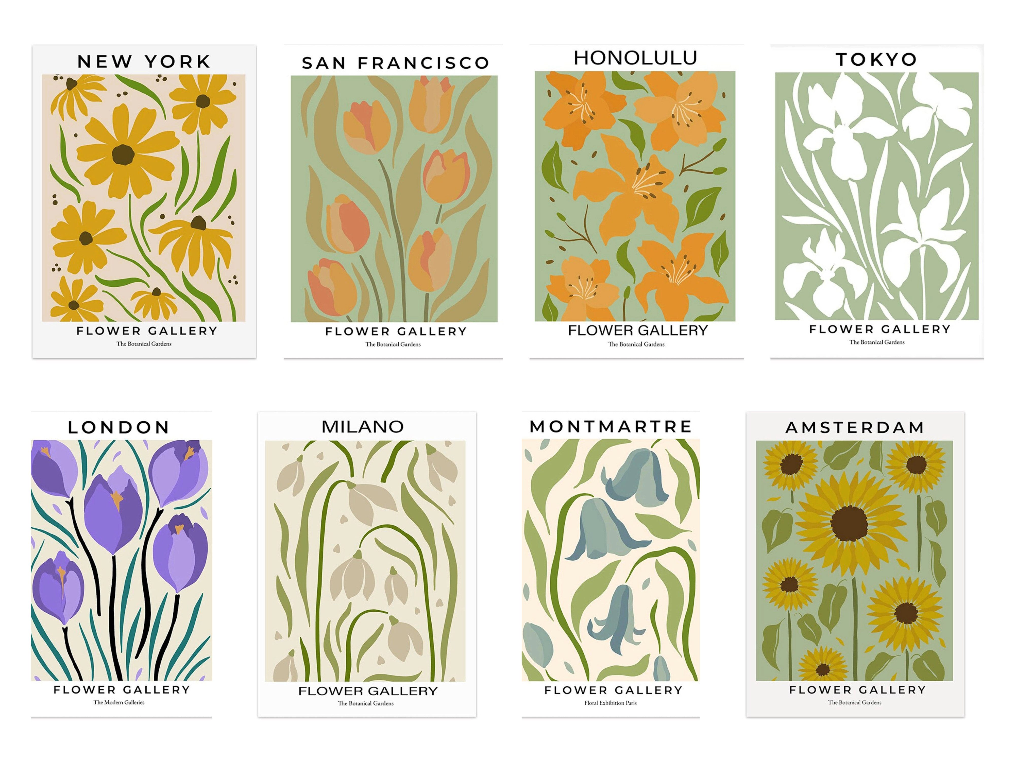 JUSTGOODMOOD Poster Blumen Markt San Francisco Mailand London Geschenkidee Deko Print ohne, London (1 St)