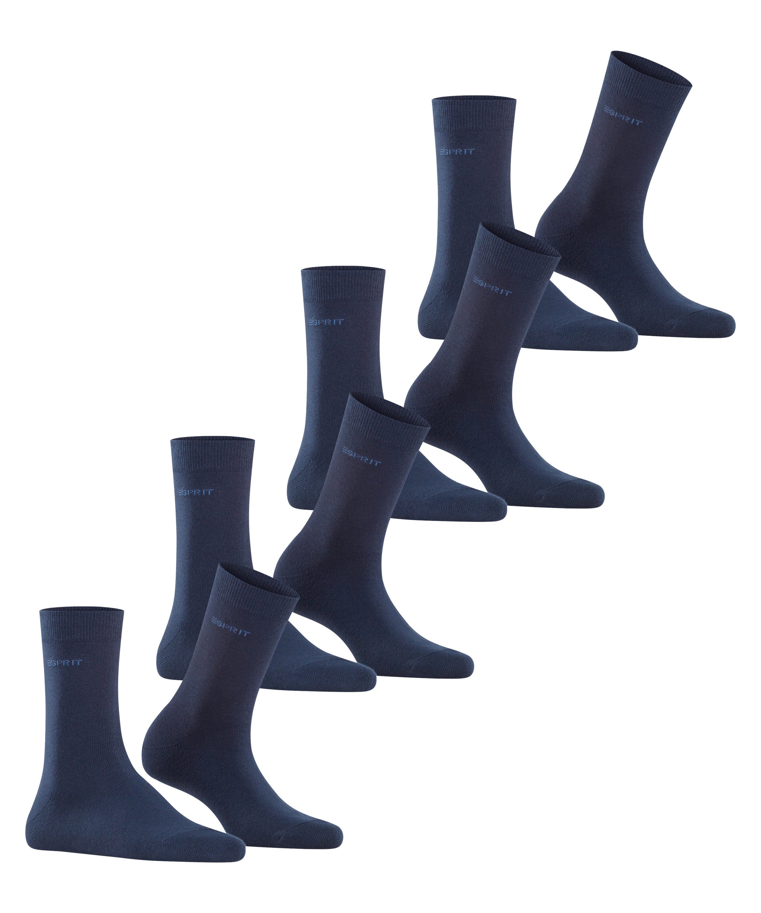 Esprit Socken Solid (4 Paar) Einheitsgröße 36-41, geripptes Bündchen, unifarben, Basic Vorteilspack