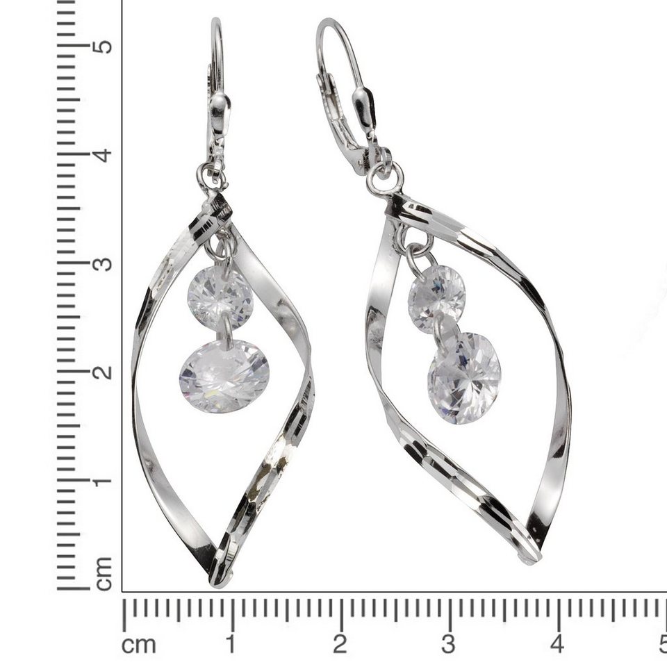 Vivance Paar Silber mit Zirkonia-Steinen funkelnden verziert Ohrhänger Zirkonia, 925 Ohrhänger
