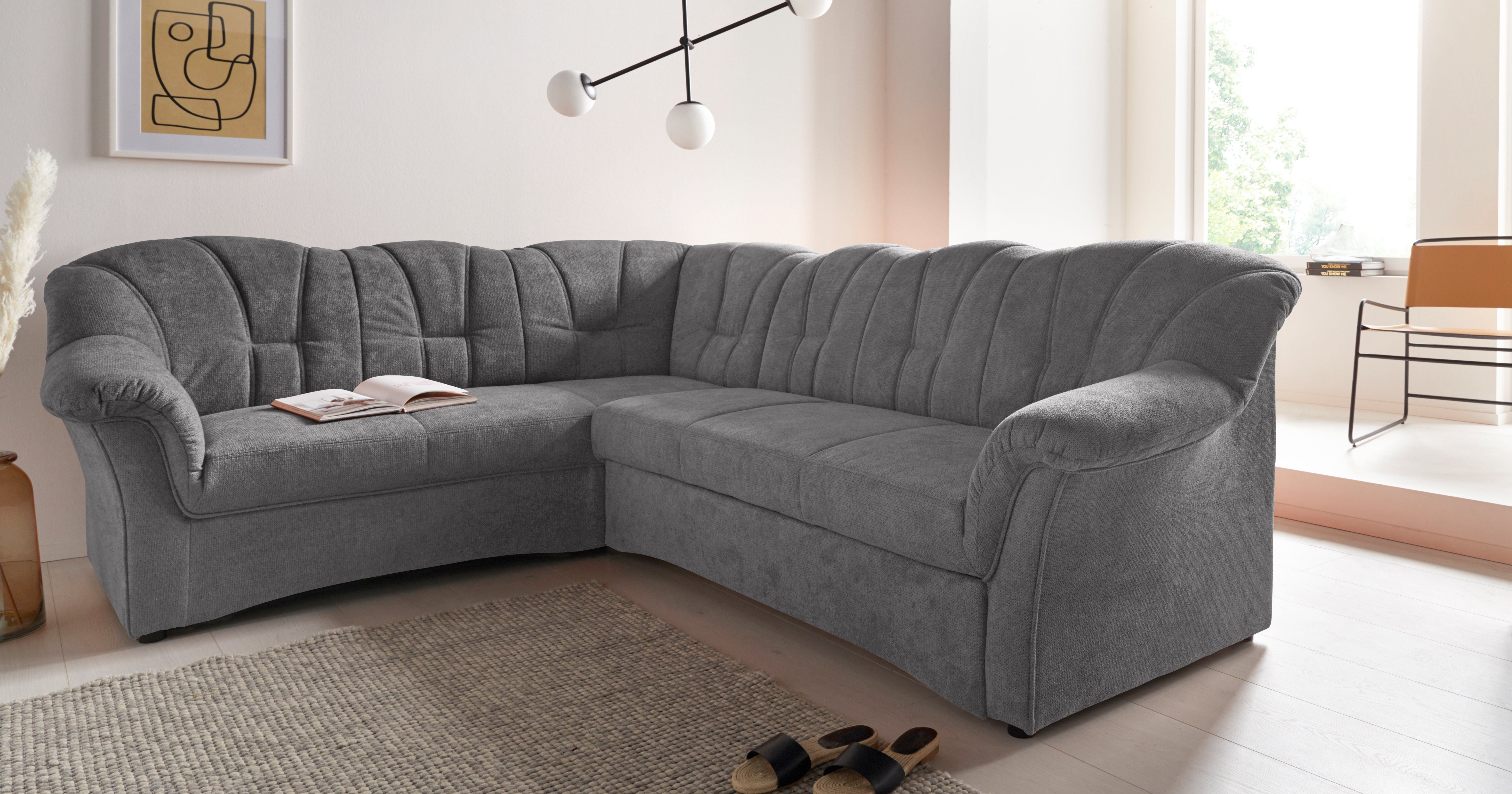 DOMO collection Ecksofa Papenburg B/T/H: 242/190/84 cm L-Form, wahlweise mit Bettfunktion, Langer Schenkel links oder rechts