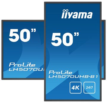 Iiyama LH5070UHB-B1 127cm 50Zoll Super Slim 3840x2160 4K UHD VA panel 30mm TFT-Monitor (3840 x 2160 px, 4K Ultra HD, 8 ms Reaktionszeit, HDCP)