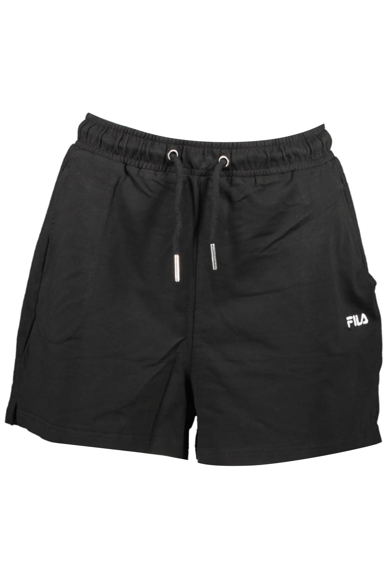 Fila 5-Pocket-Hose Kurze Damenhose Schwarz mit Elastikbund & Stickerei – 2 Taschen
