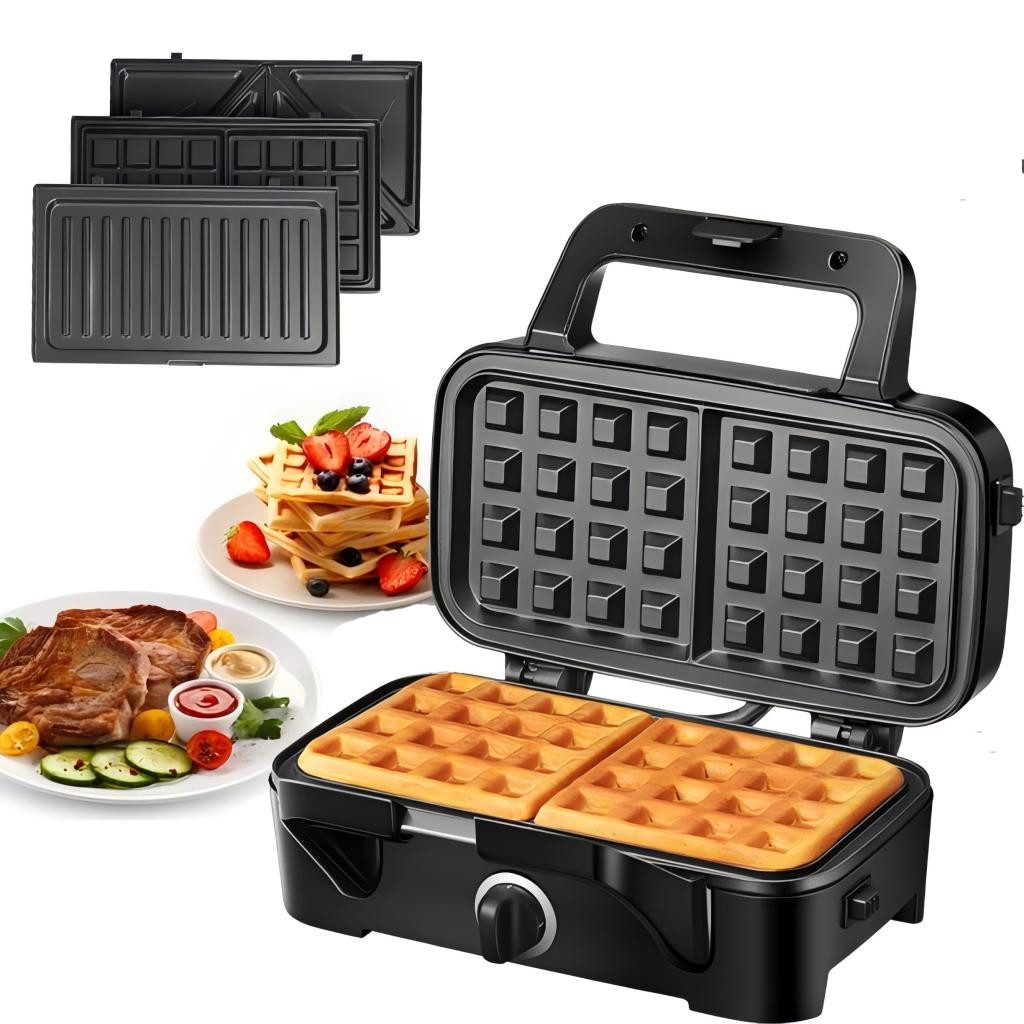 3-in-1-Sandwichmaker mit abnehmbaren Platten (Waffel, Panini, Sandwich)