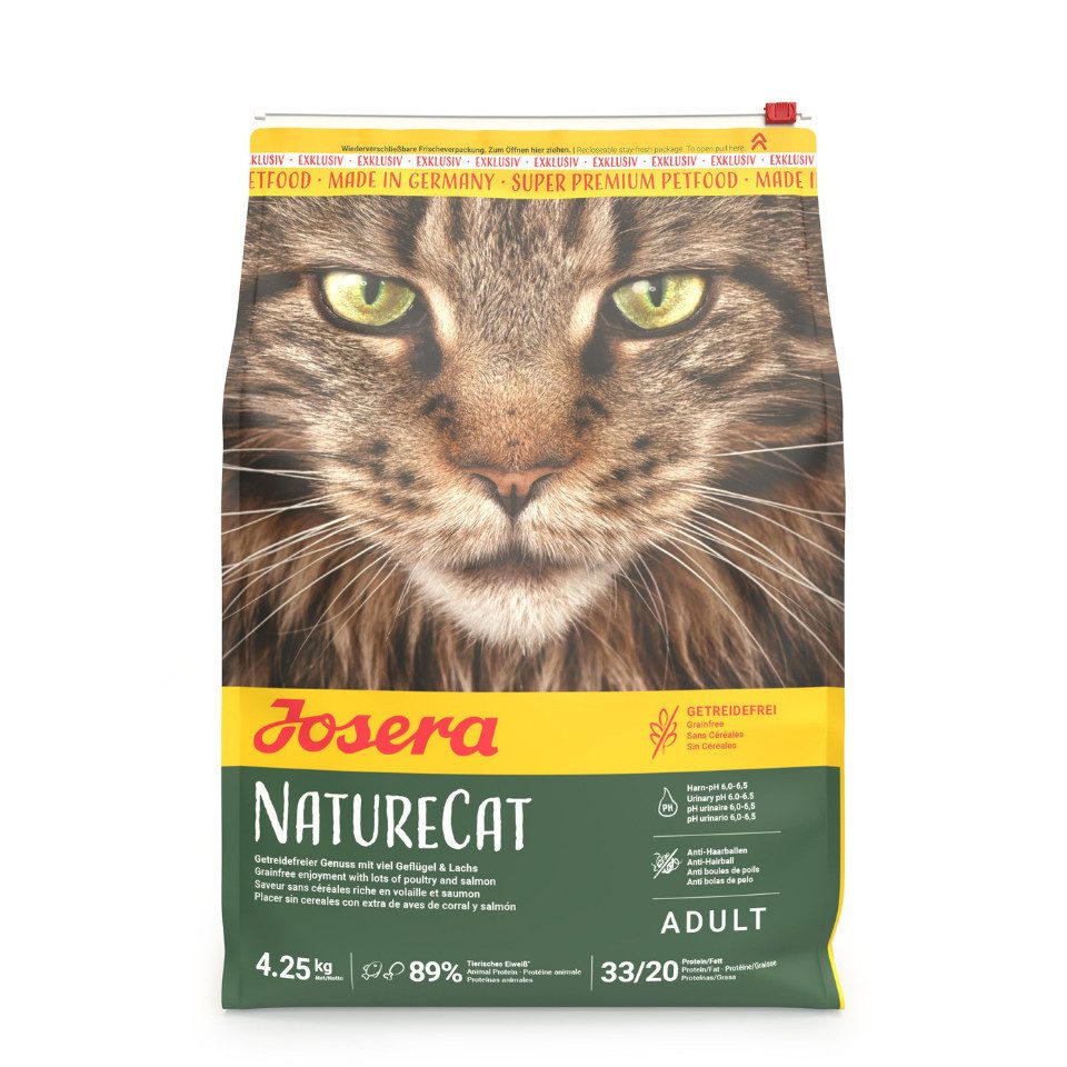 Josera NatureCat - getreidefreies Trockenfutter mit Geflügel & Lachs, Trockenfutter für: Katzen