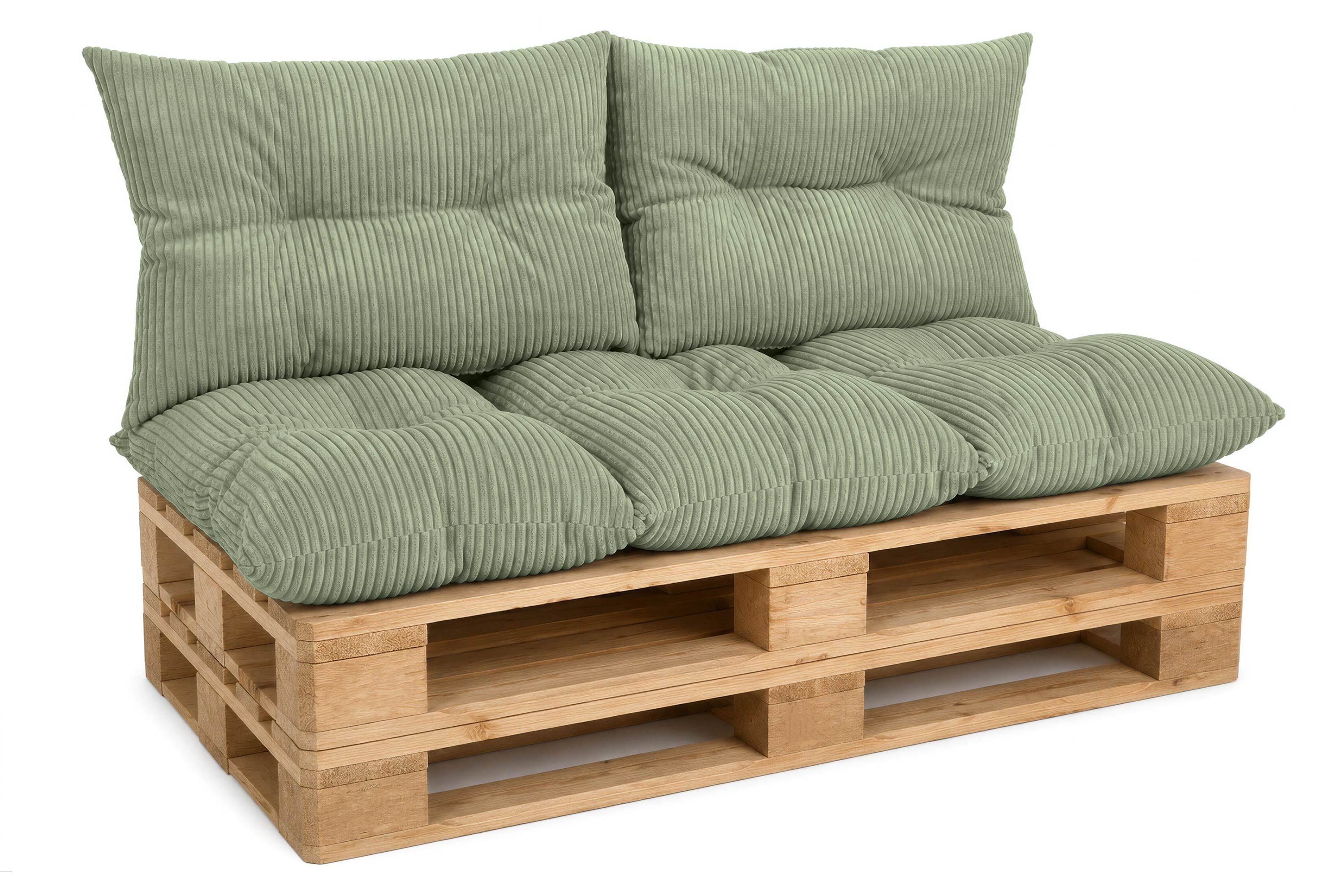 Amilian Palettenkissen Palettenauflagen Set 3-tlg., 120x80 cm + 2x 40x60 cm, für Palettenmöbel, Balkon, Terrasse und Wohnbereich