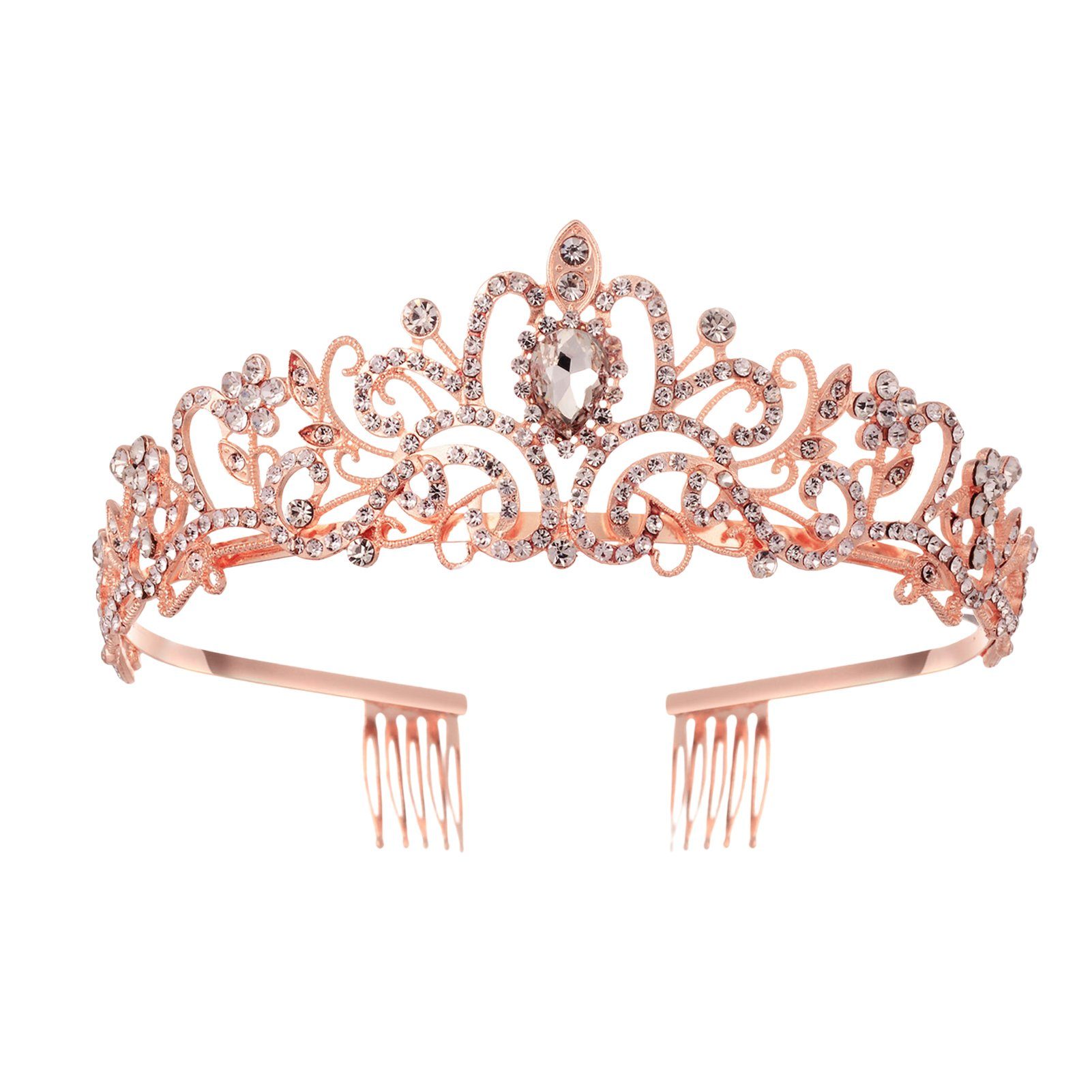 Blusmart Haarband Leichte, Luxuriöse Für Haarband gold Haarschmuck, Hochzeit, Strass-Kronen-Tiaras rose