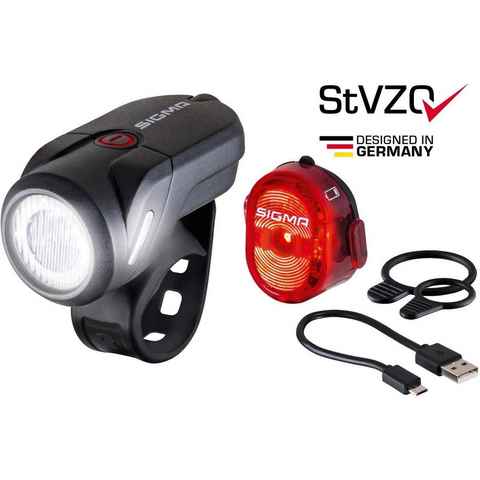 SIGMA SPORT Fahrradbeleuchtung AURA 35 USB / NUGGET II K-Set