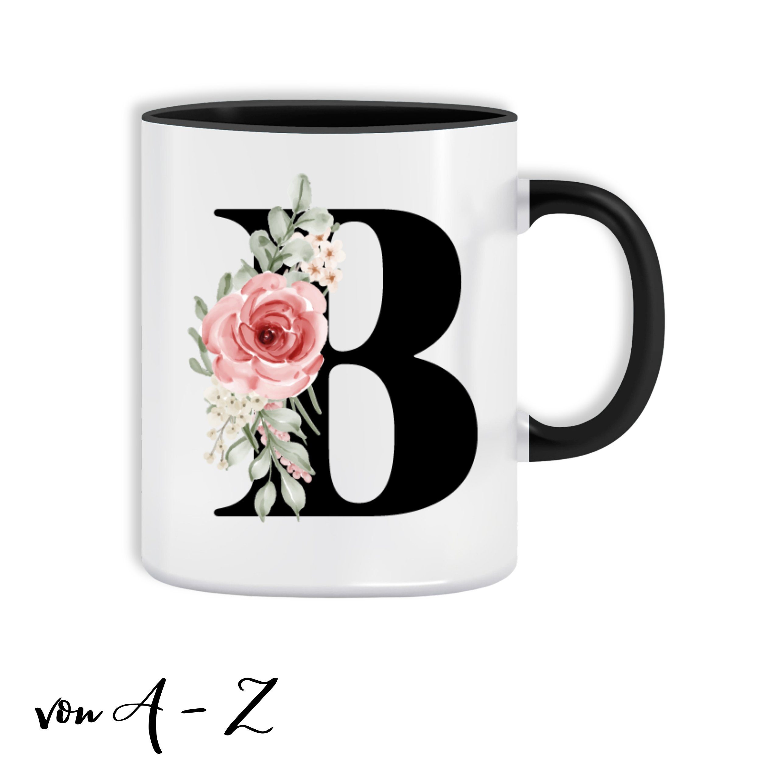 Tasse personalisiert mit Namen Anfangsbuchstabe Monogramm Initiale