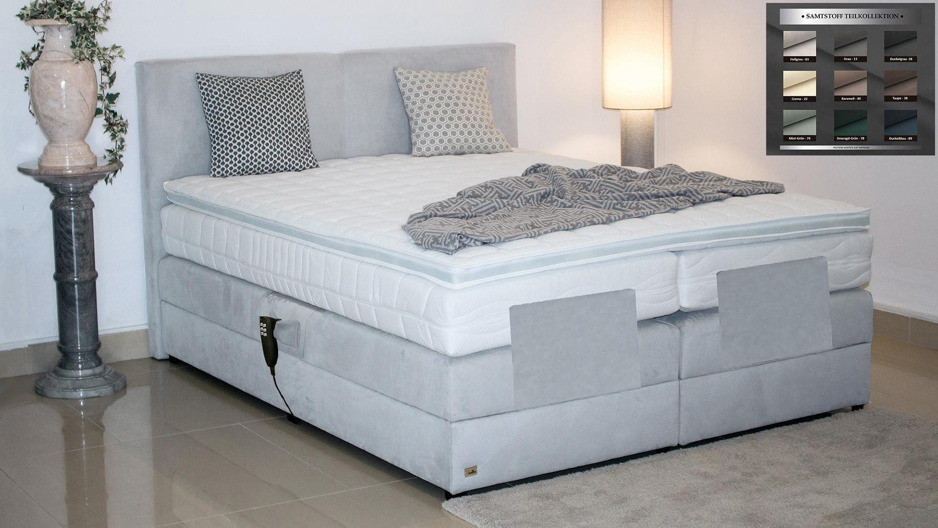 PAARA Boxspringbett Montana elektrisch verstellbar mit Motor alles, inkl. Matratze und Topper, mit einzigartigem Belüftungssystem