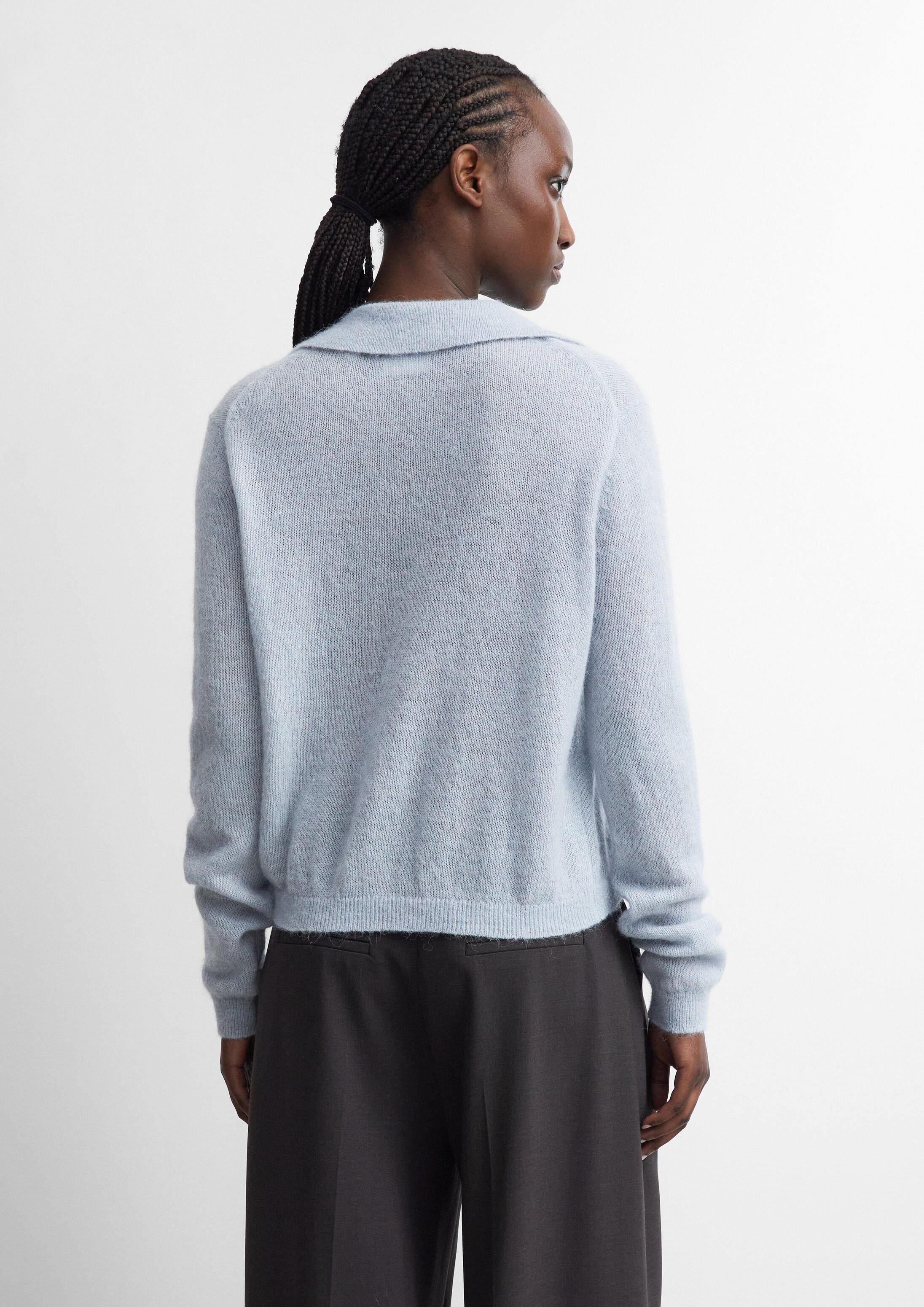comma Longpullover Strickpullover Leichter Alpakamix-Pullover mit Kragen