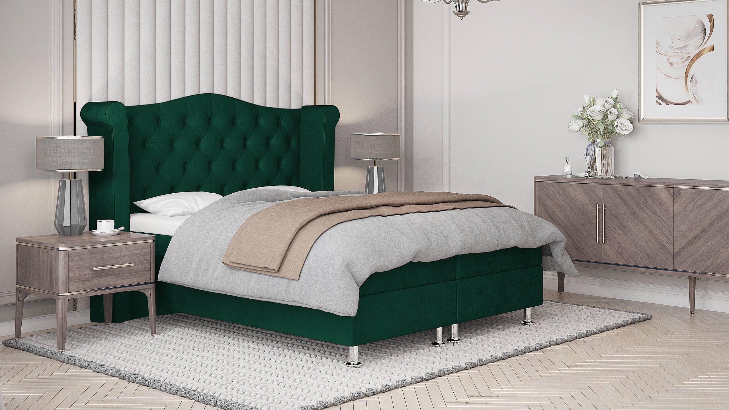 Best for Home Boxspringbett Saturn Boxspring bett Stauraum 7-Zonen H3 inkl. 7 cm Topper (Komplettset, 4-St., Boxspringbett inkl. 7-Zonen-Bonnellfederkernmatratze), Boxspringbett mit Bettkasten