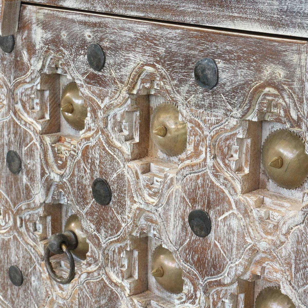 Galerie Handarbeit Braunwash Indien Braun 180 cm Antik Oriental Sideboard Aditya Unterschrank