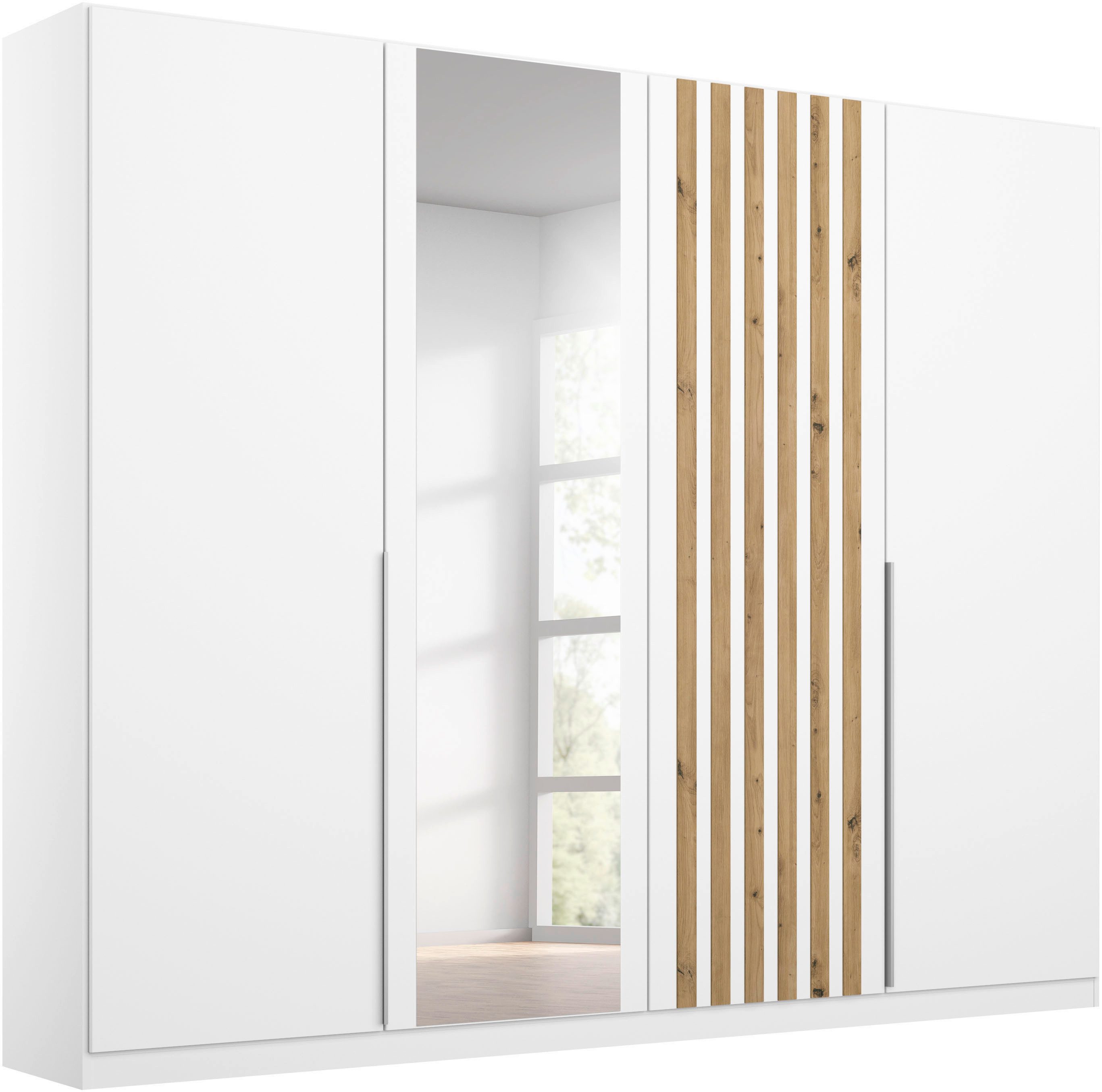 rauch Drehtürenschrank Kleiderschrank Schrank Garderobe Breiten 181/226/271 cm LAMELLA (3 verschiedene Ausstattungen BASIC/CLASSIC/PREMIUM (inkl. SOFT-CLOSE) elegante Lamellen-Auflage in 3D Akustikpaneel Optik MADE IN GERMANY