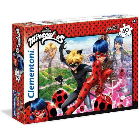 Clementoni® Puzzle Miraculous - Ladybug - Puzzle, Supercolor, Maxi, 60 Teile, 60 Puzzleteile