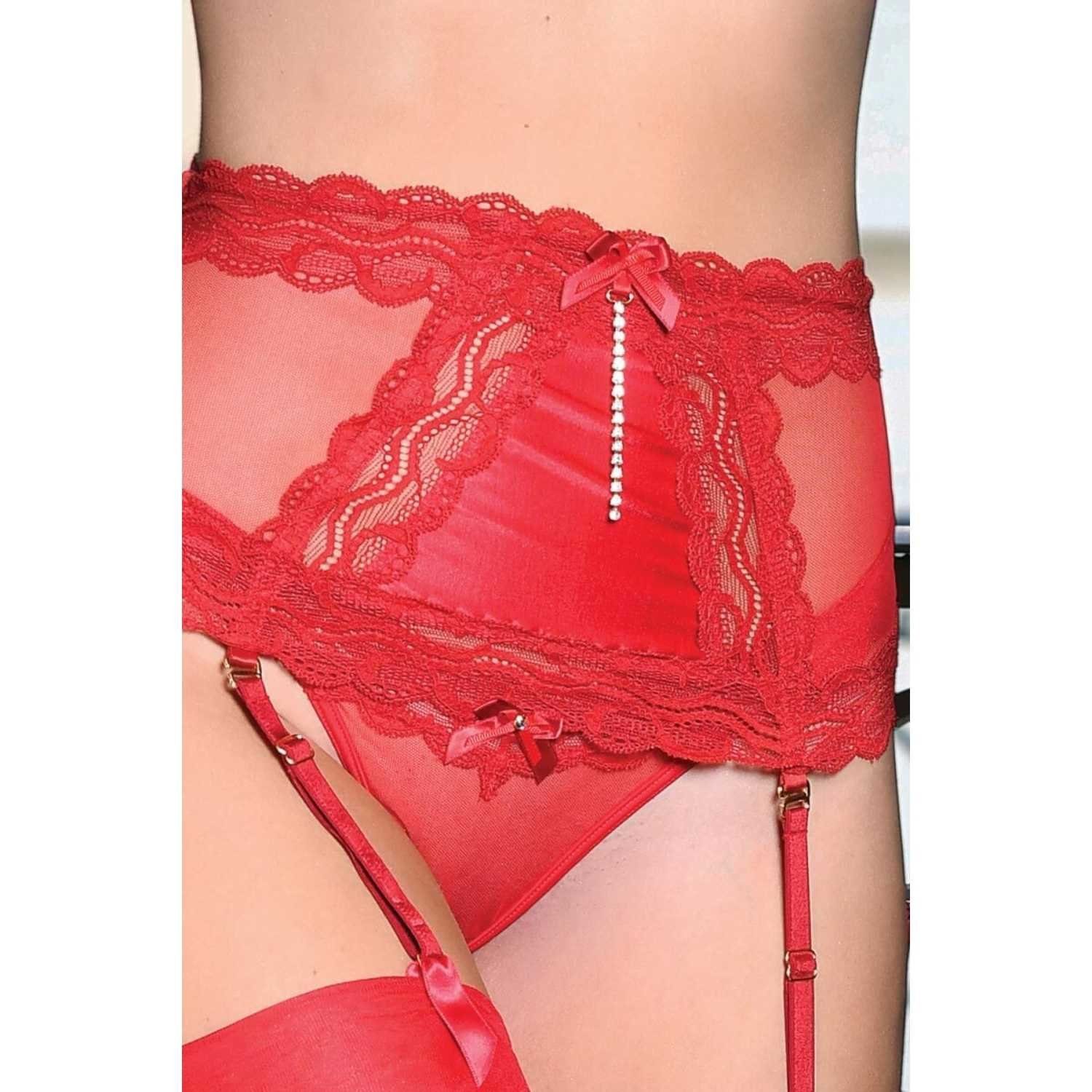 Luxxa Strapsgürtel Kepi Strapsgürtel breit rot sexy hochwertig XL