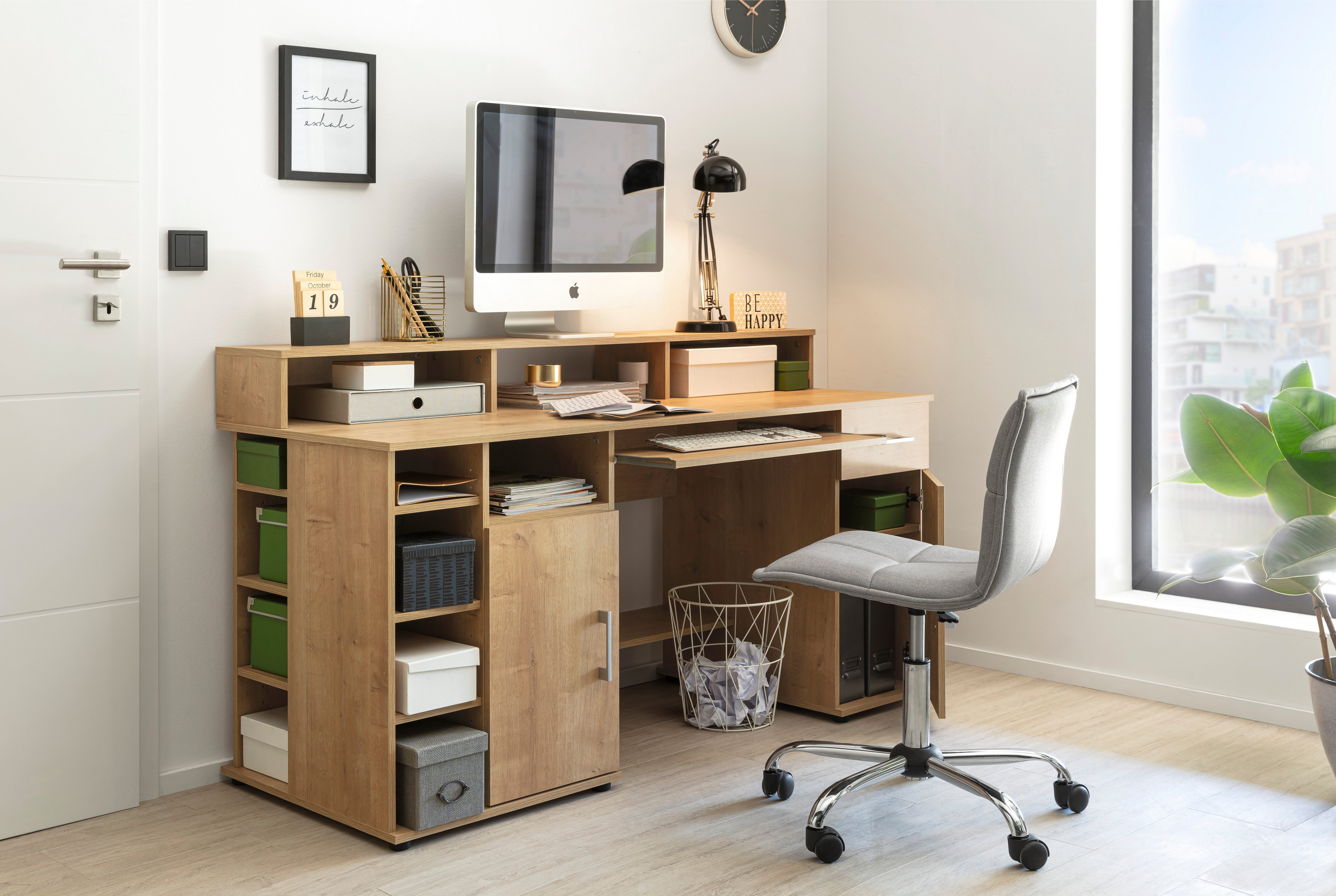 VOGL Möbelfabrik Schreibtisch Timra mit Monitoraufsatz, Tastaturauszug & Towerfach, Breite 154 oder 178 cm, Made in Germany – Bild 5 von 5