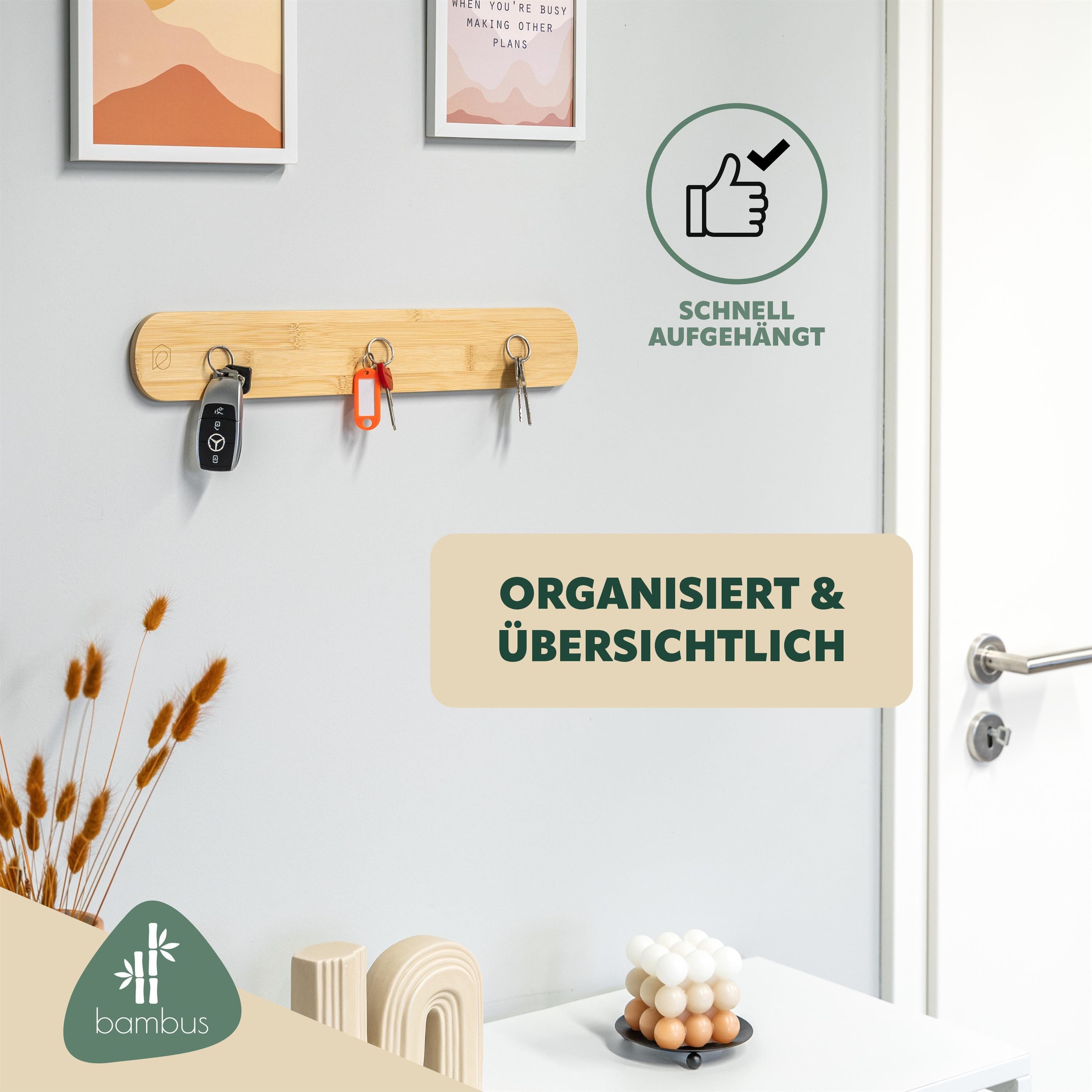 eluno Schlüsselkasten magnetische Schlüsselleiste aus Bambus (1 St)