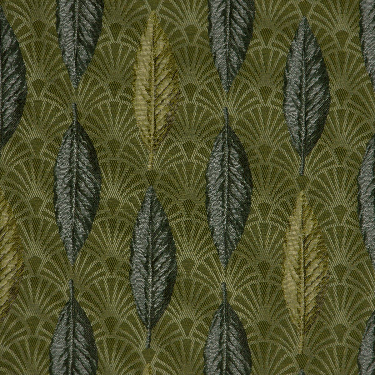 SCHÖNER LEBEN. Tischläufer SCHÖNER LEBEN. Tischläufer Art Déco Blätter Fächer grün dunkle Sei, handmade