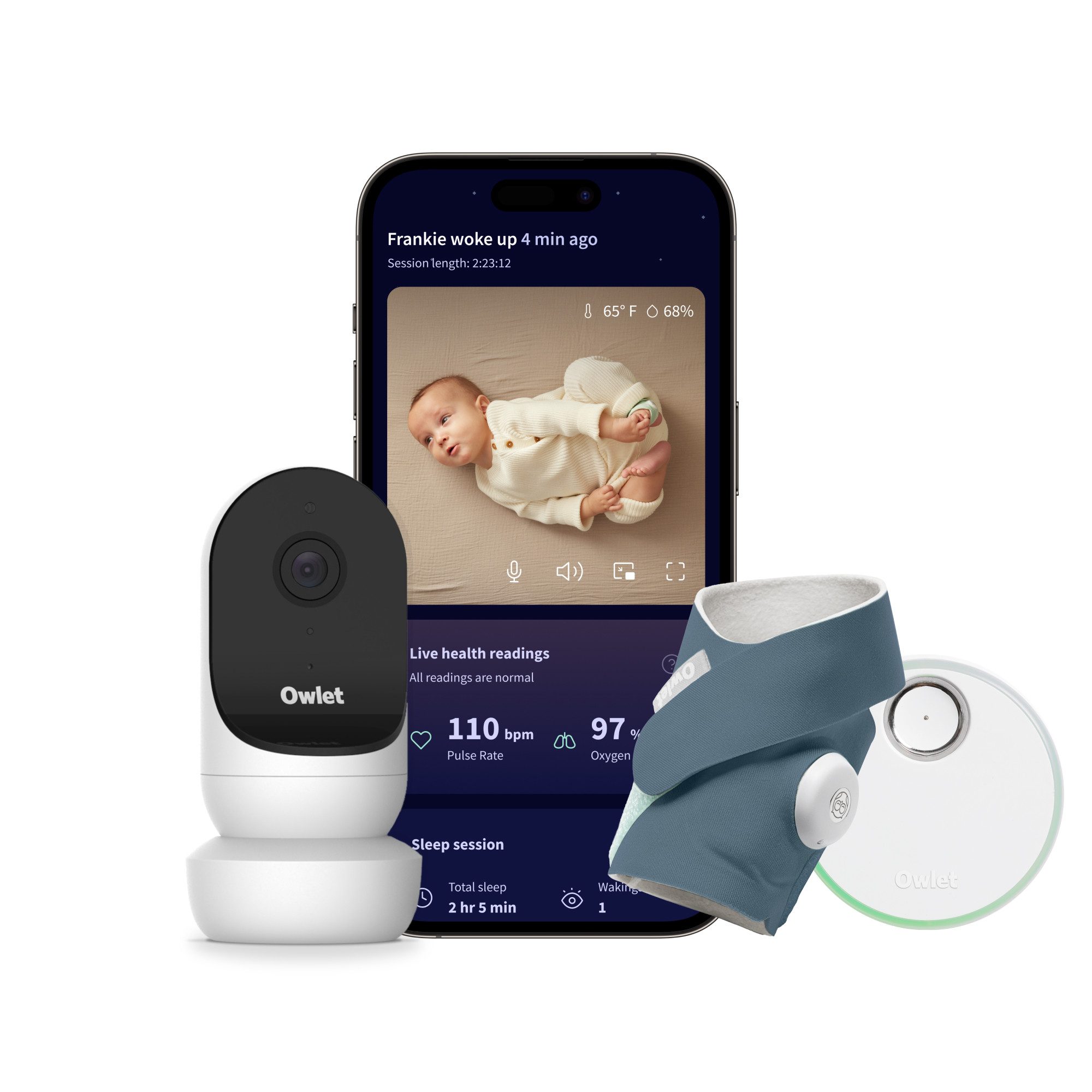 OWLET BABY CARE DE Video-Babyphone & Owlet Dream Sock - geprüftes Baby-Pulsoximeter Aufzeichnung der Vitalwerte via App, Bild in Bild Funktion mehr