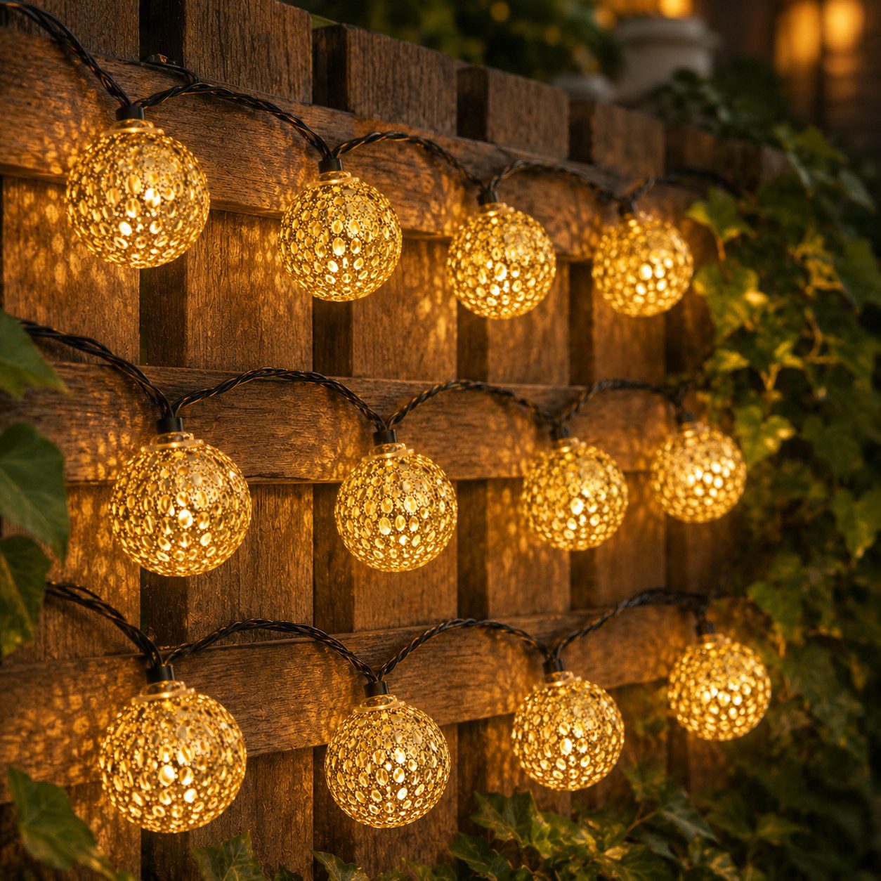 pedete LED Solarleuchte Outdoor Lichterkette LED Kugel-Lichterkette für Garten 5 M 20 Lampen, gartendeko, Warmweiß, solar lichterkette für außen, Garten Led Lampe Kugel Solar Lampen Für Außen Lichterkette Outdoor