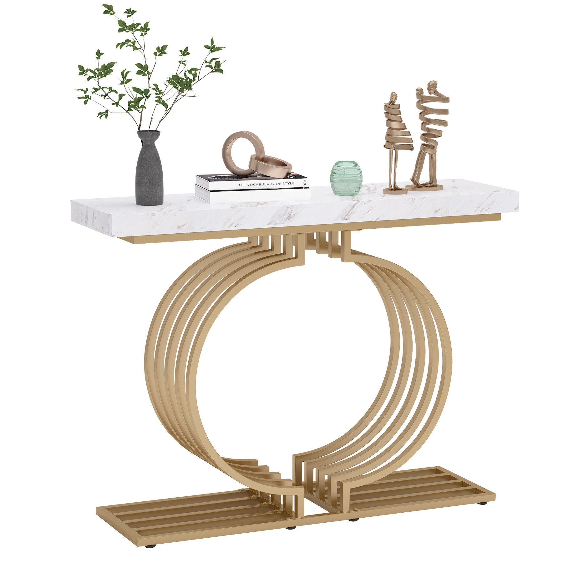 Tribesigns Konsolentisch Marmoroptik, Metallgestell, modern, 100 x 30 x 81cm