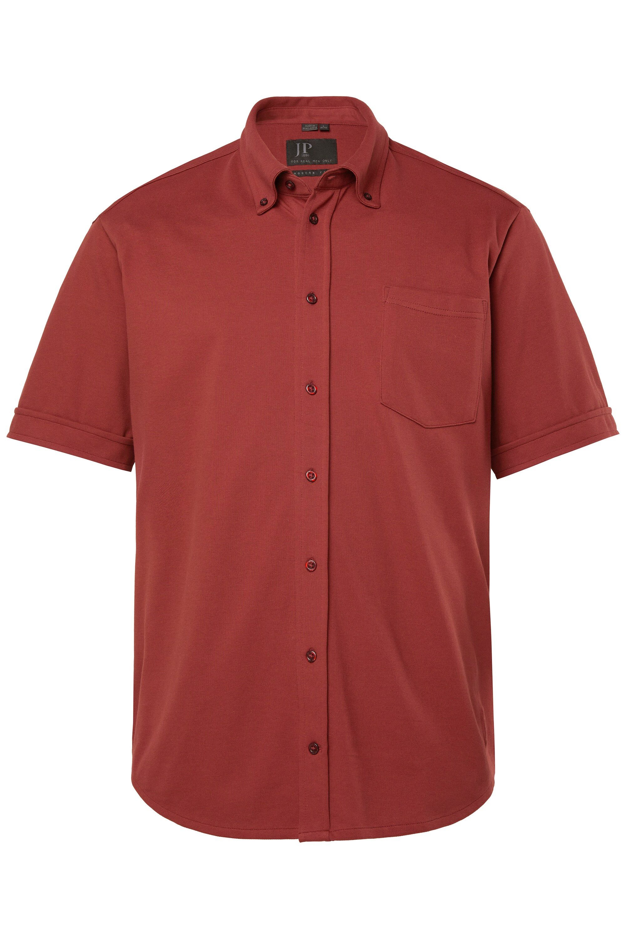 JP1880 Kurzarmhemd Piqué-Hemd FLEXNAMIC® Halbarm Buttondown-Kragen