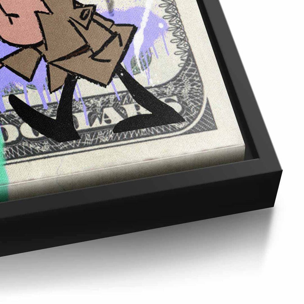 Dollar DOTCOMCANVAS® 100 rosarote Panther Panther Geld Leinwandbild, Rahmen Panorama silberner Leinwandbild Der