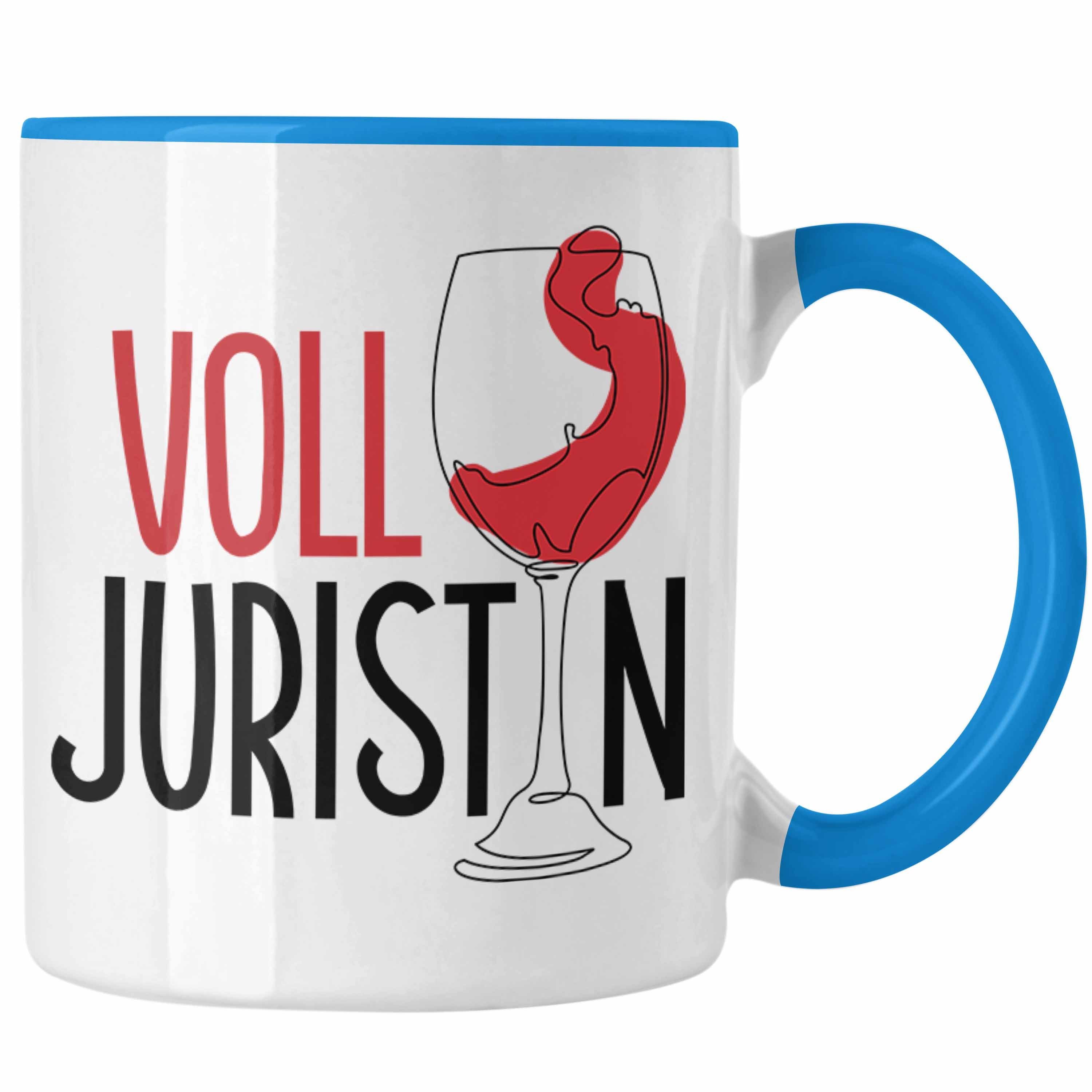 Trendation Tasse Volljuristin Tasse Wein Geschenkidee Ju Spruch Jura Blau Geschenk Lustiger