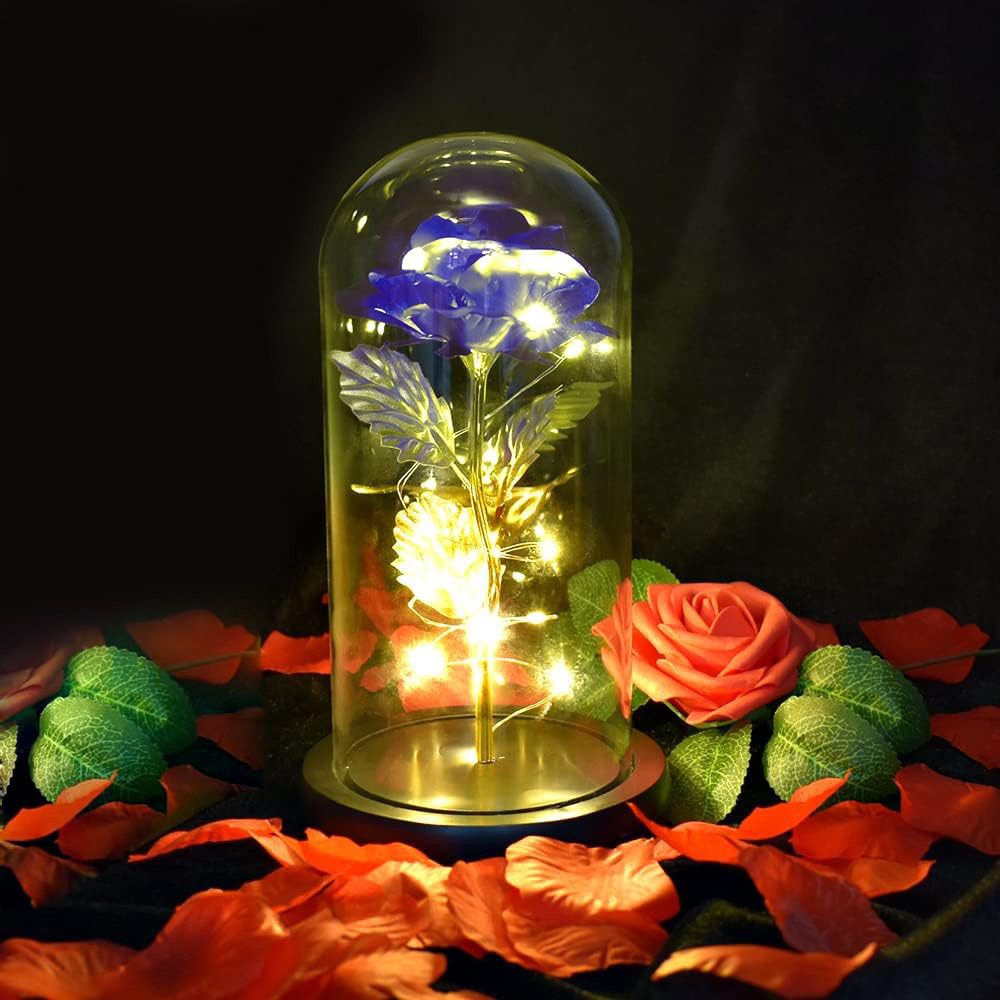 Kunstblume Künstliche Ewige Rose im Glas, Geschenke für Frauen, Batteriebet günstig online kaufen