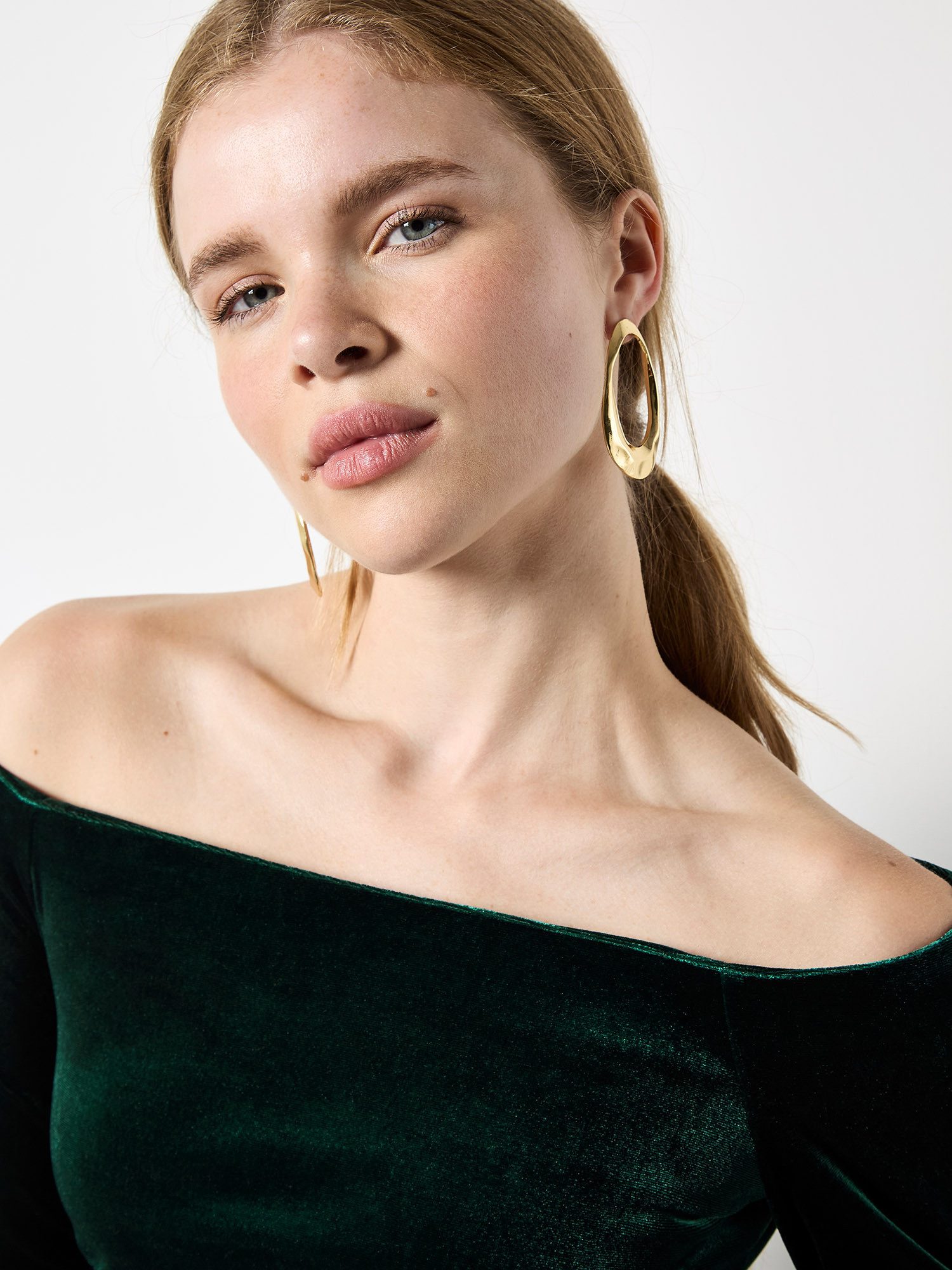 Apricot Langarmshirt Bardot-Top aus Samt günstig online kaufen