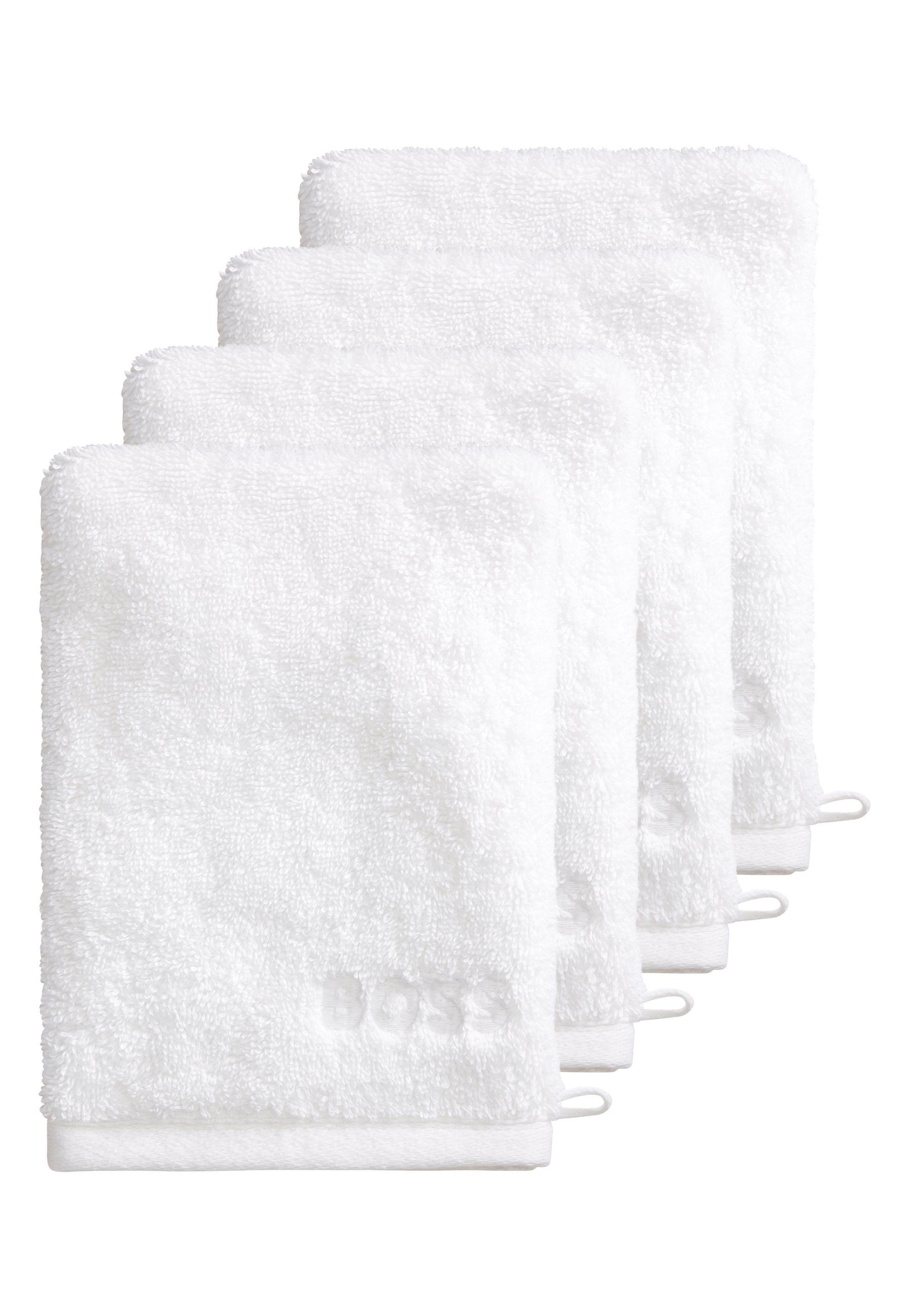 4er-Set Handtücher Design Waschhandschuhe, modernem WHITE mit Home Boss Hugo