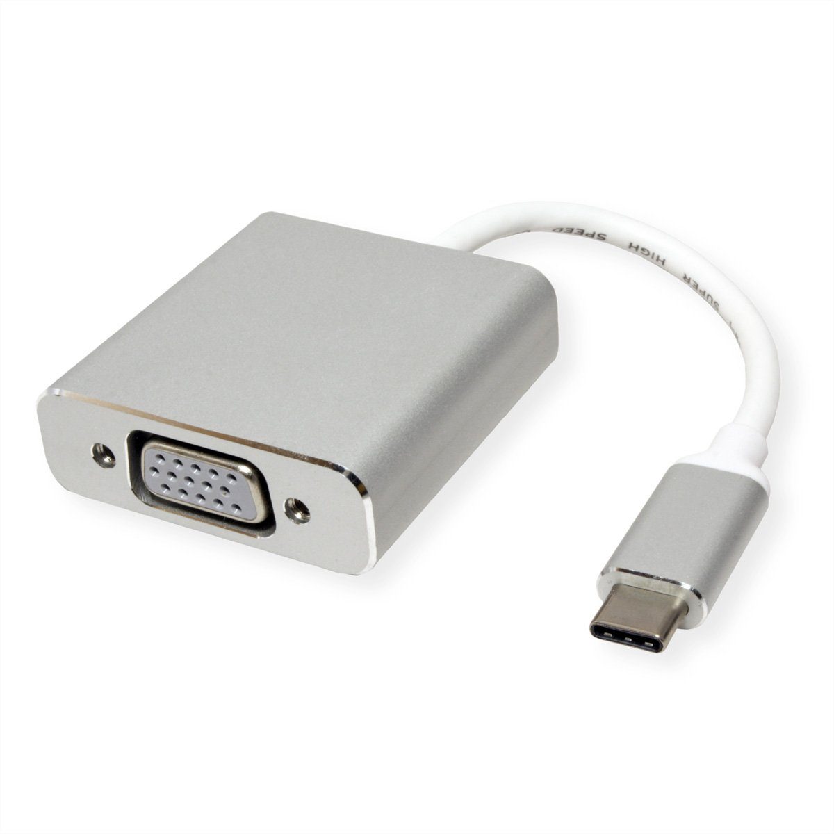 ROLINE Display Adapter USB Typ C - VGA Audio- & Video-Adapter USB Typ C (USB-C) Männlich (Stecker) zu HD D-Sub 15-polig (HD-15), VGA Weiblich (Buchse), 10.0 cm