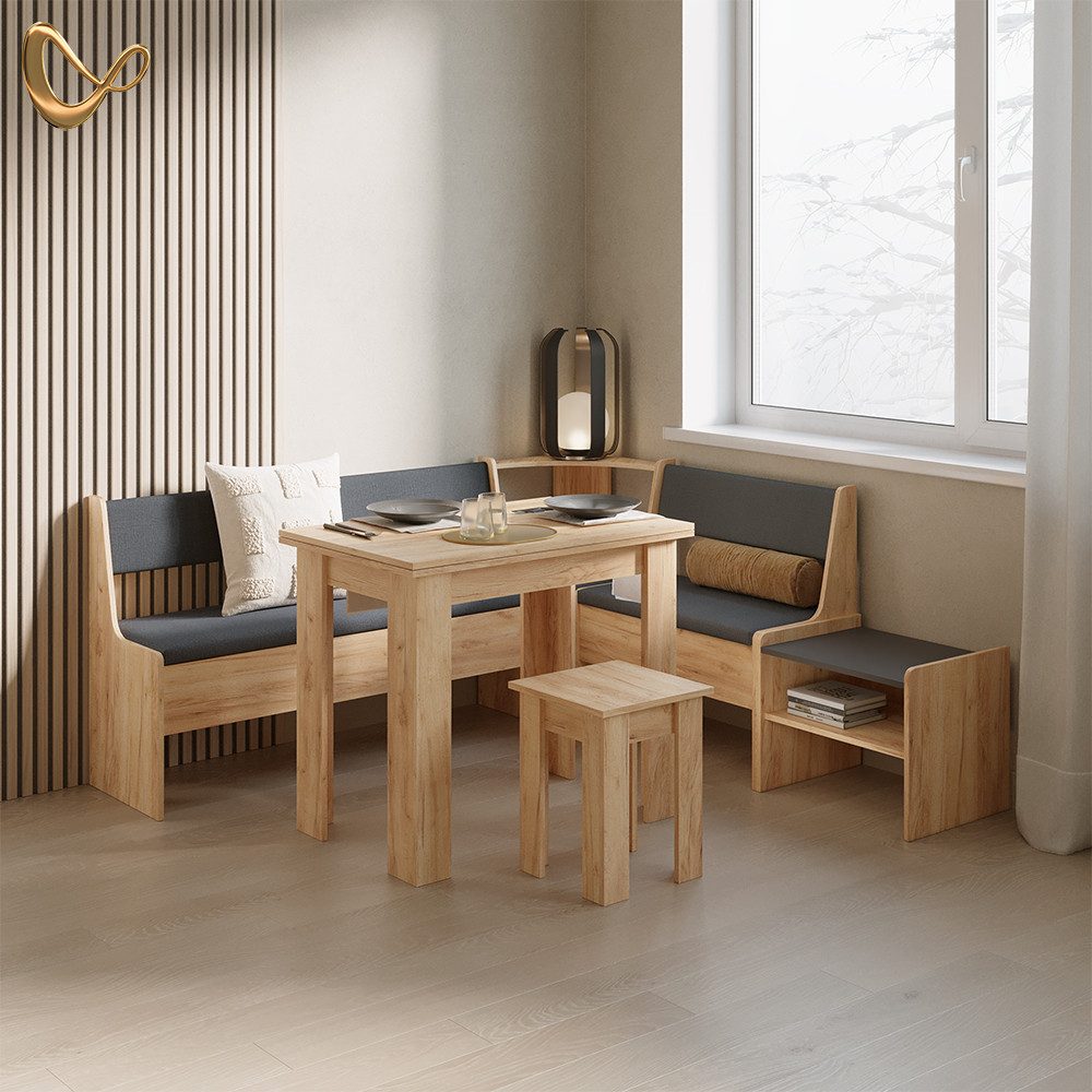 Livinity® Esstisch Tiberio, Goldkraft Eiche, 180 x 120 cm mit Tisch (2-St)