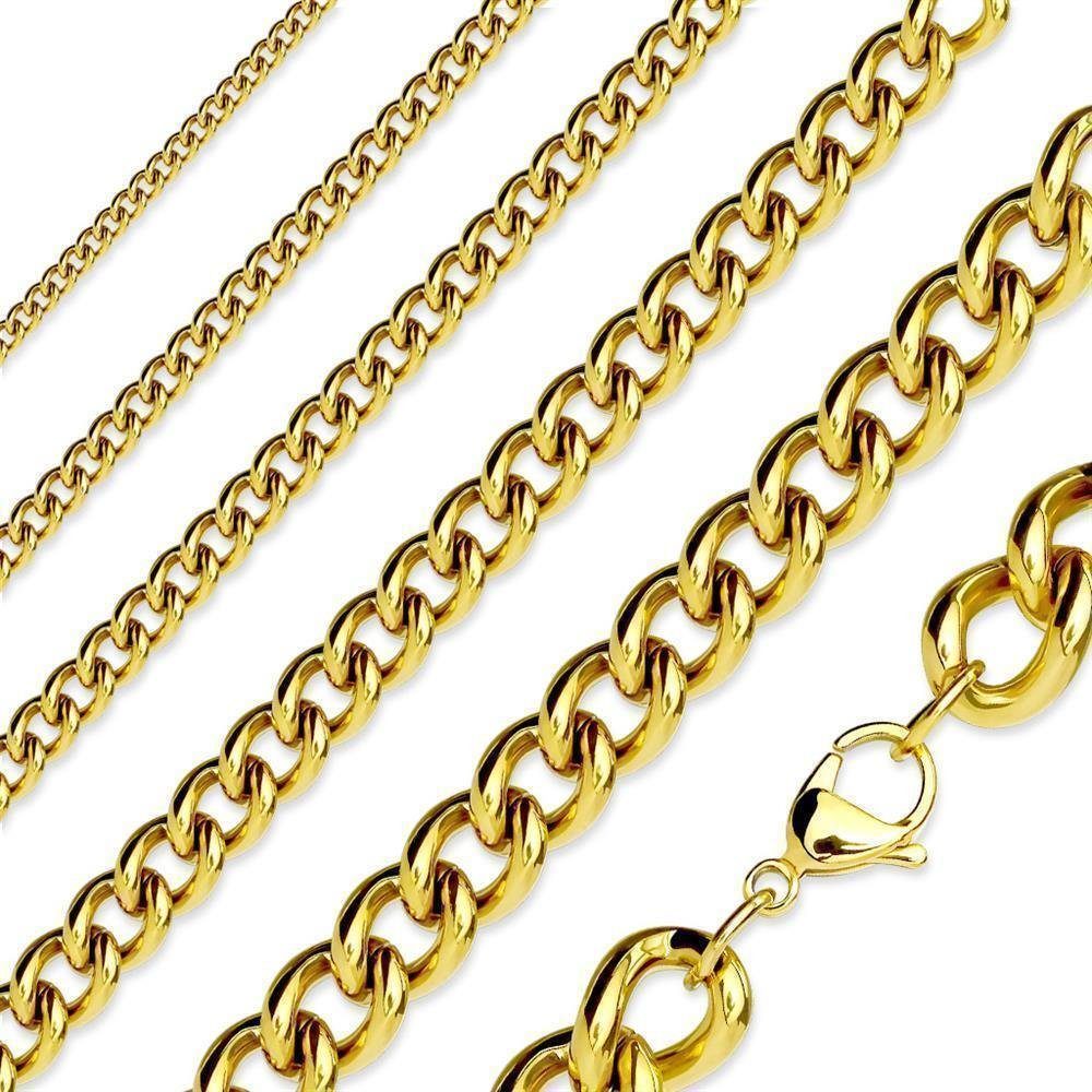 Necklace Halskette aus Kette Unisex BUNGSA (1-tlg), Panzerkette Gold Edelstahl Goldkette