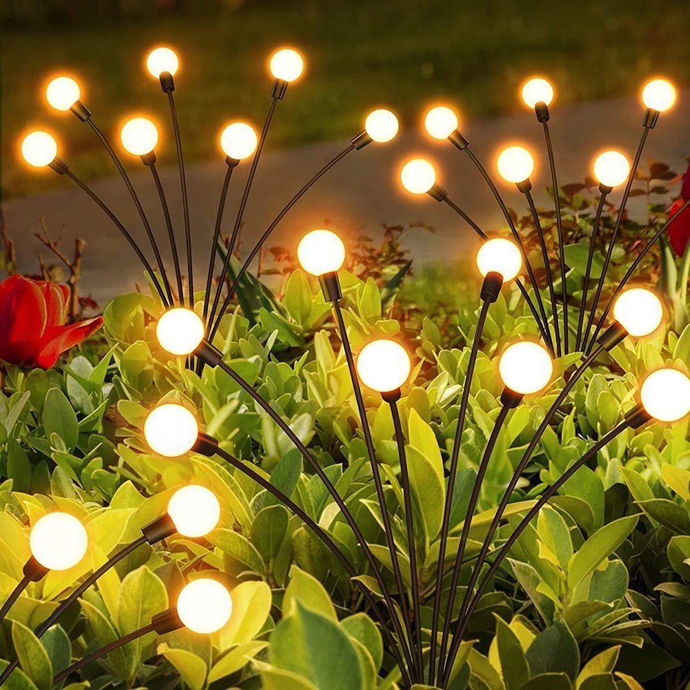 Jormftte Gartenleuchte Firefly Solar Pathway Lights,IP65 Wasserdicht, Wasserdicht warmes Licht