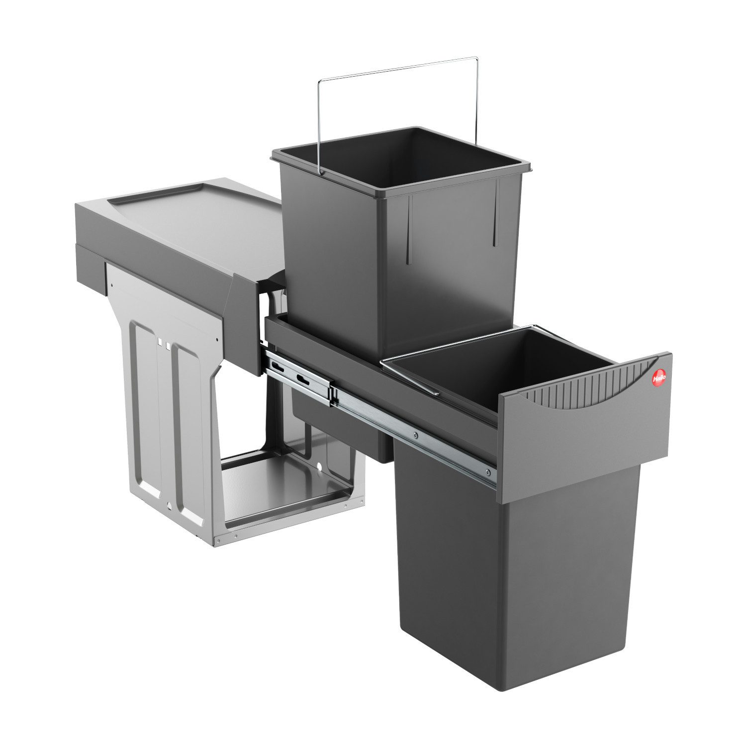 Hailo Einbaumülleimer Hailo Abfallsammler 3666101 TA Swing Tandem 2x15 L stabiler Deckel, für Schrankbreite ab 300 mm mit Drehtür