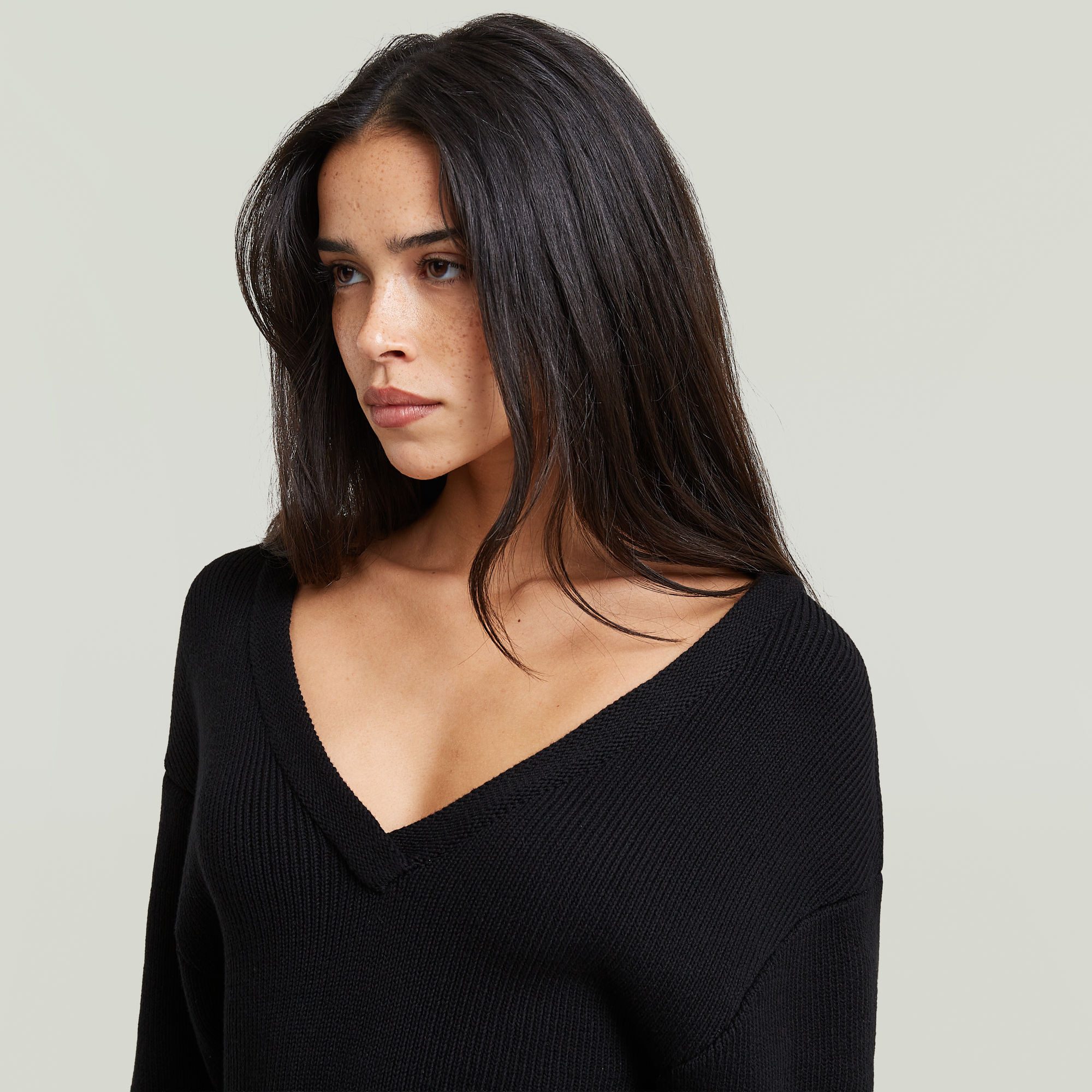 G-STAR Strickkleid Hourglass Dress wmn mit V-Ausschnitt, Baumwollmix