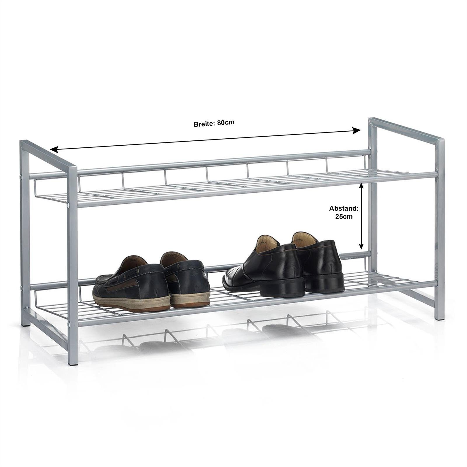 CARO-Möbel Schuhregal SYSTEM, Schuhregal Schuhablage Schuhbank Ständer Aufbewahrung silber lackiert