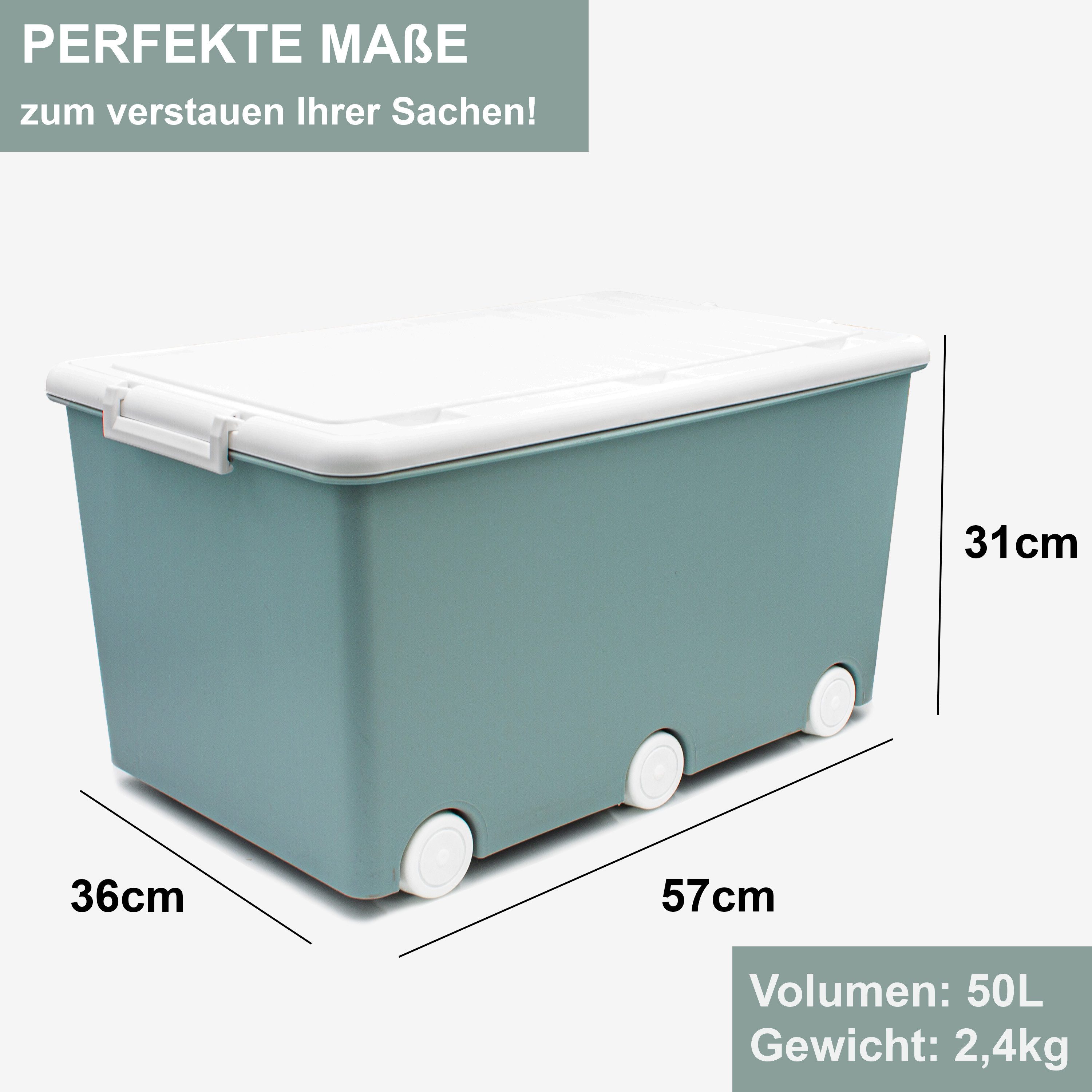 Babykajo Aufbewahrungsbox (Boxen mit Rollen, 3 St., mit 50L Volumen), Stapelbloxen, Aufbewahrungsboxen, Box zum Aufbewahren