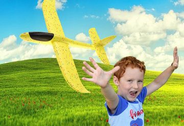 ELLUG Spielzeug-Segelflieger großes XXL Segelflugzeug Segelflieger aus Styropor 49*48*12,5cm Flugzeug Flieger Outdoor-Sport Wurf-Spielzeug orange rot gelb blau