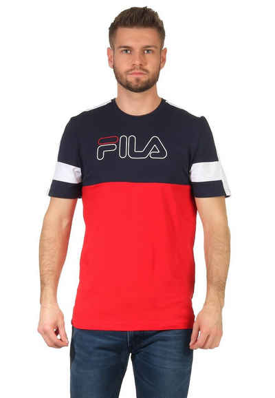 Fila T-Shirt Fila T-Shirt Herren JADON BLOCKED TAPE TEE 683257 Rot Dunkelblau 683257 True Red-Black Iris-Bright White