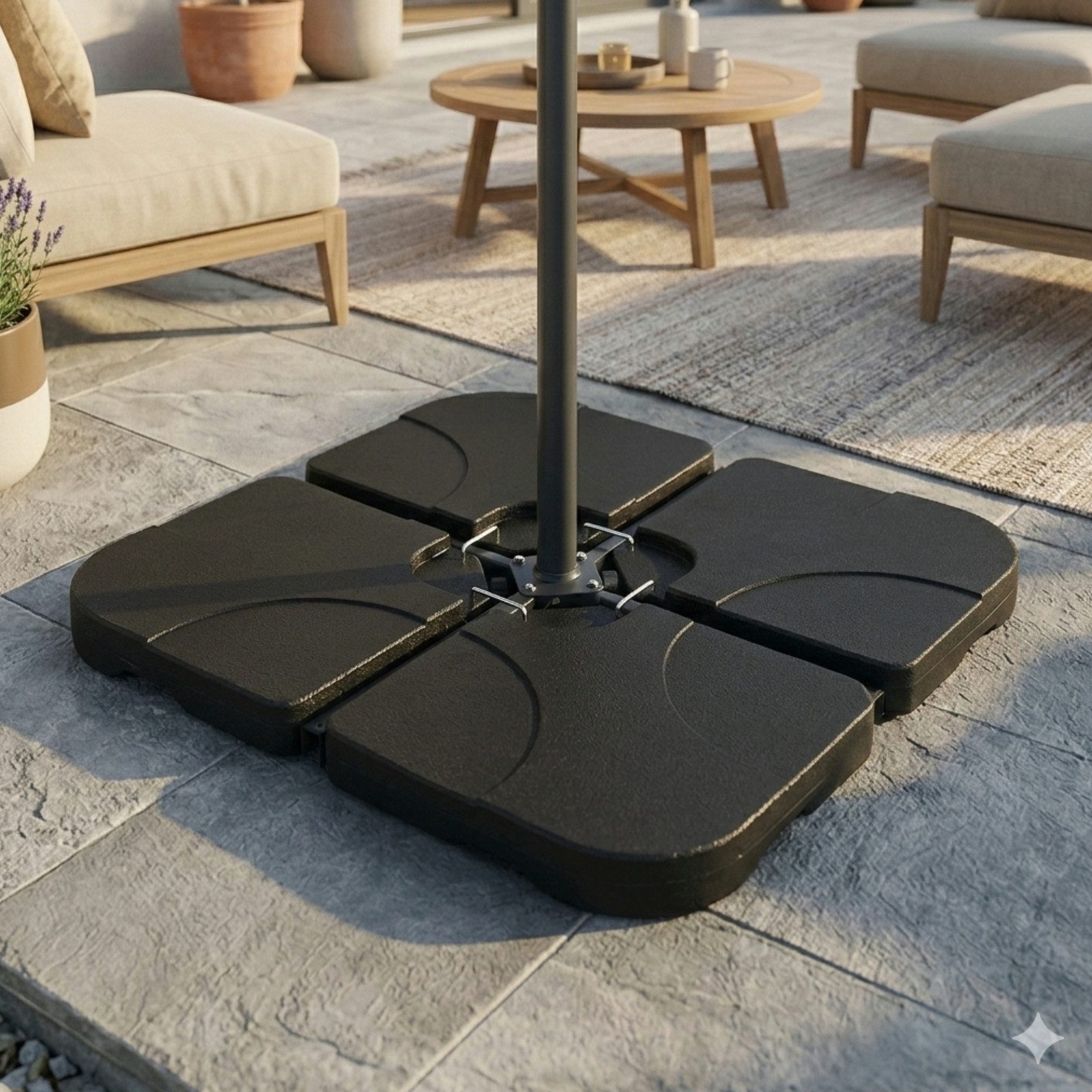 HAGO Schirmhalter Schirmständerplatten Sonnenschirmständer Gewichtsplatten Schirmfuß, 4 tlg.